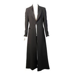 Elegant Jean Paul Gaultier Long Tuxedo Coat with Satin Lapels Intricate Seaming 5
