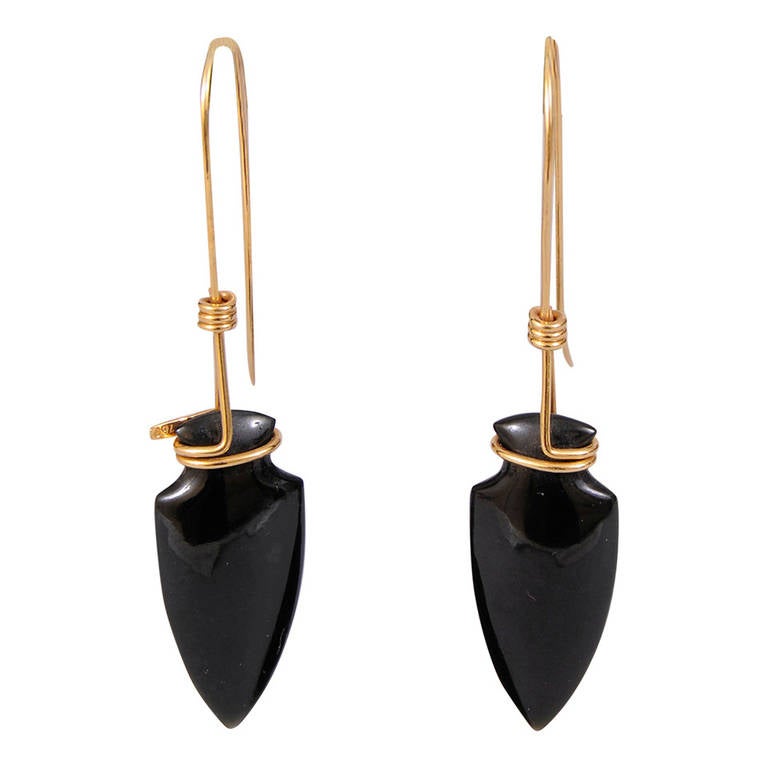 Tina Chow Onyx & Gold Amphora Earrings