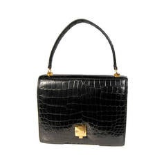 Hermes Vintage Black Crocodile Handbag