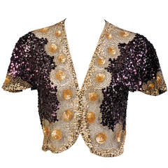 1930's French Beaded & Sequined Bolero Jacket