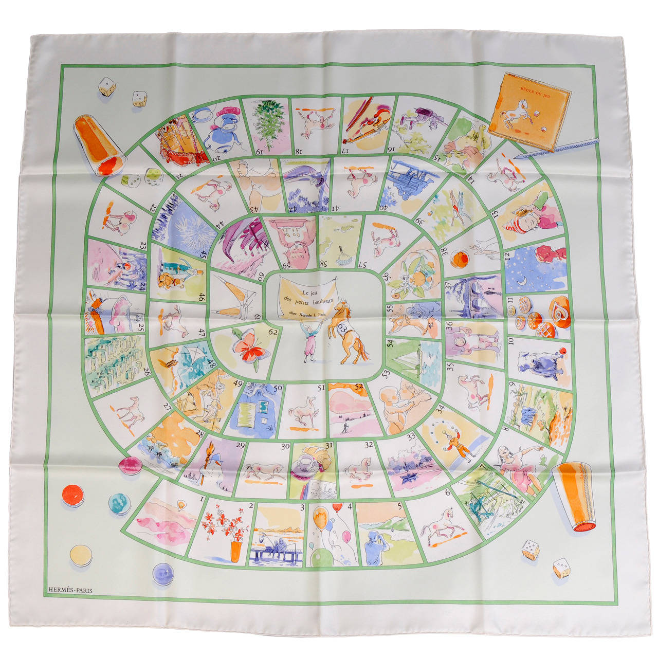 Hermes Scarf, New in Box , Les jeu des petits bonheurs