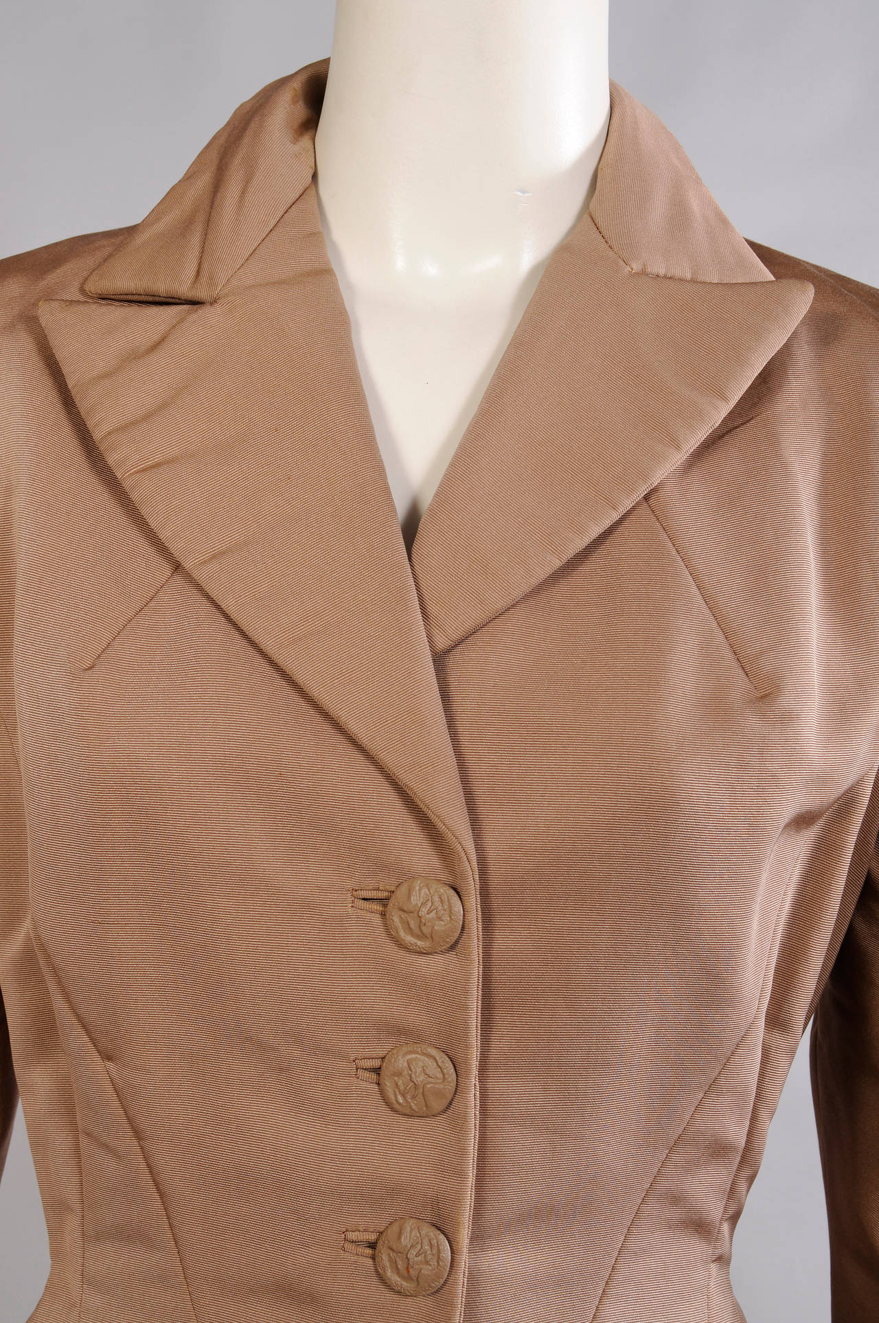 Brown Jean Desses American Collection Silk Faille Coat