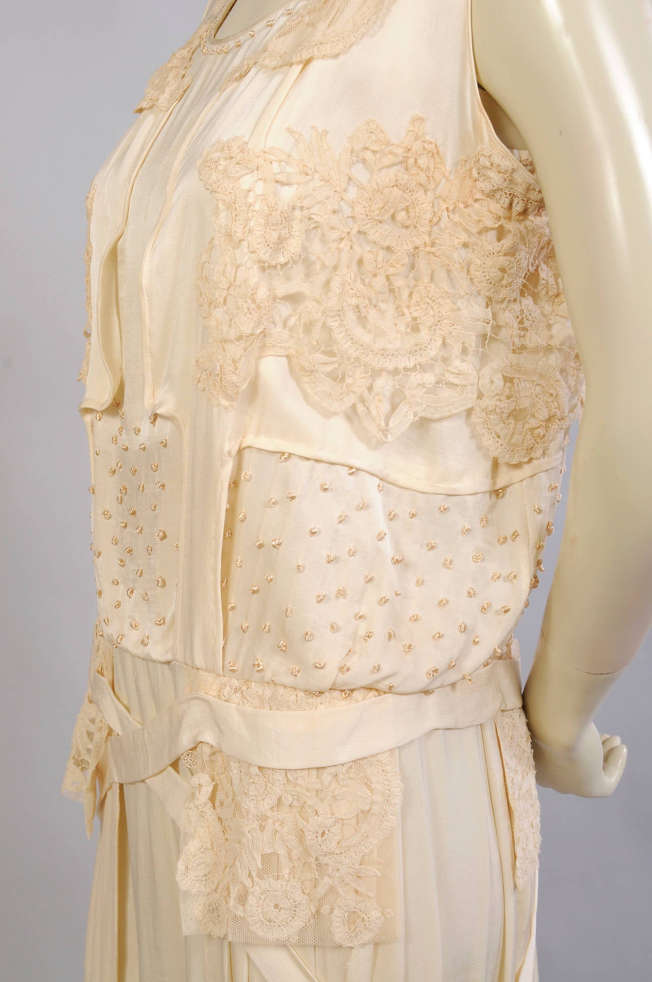 Women's 1920's Embroidered Silk & Lace Dress