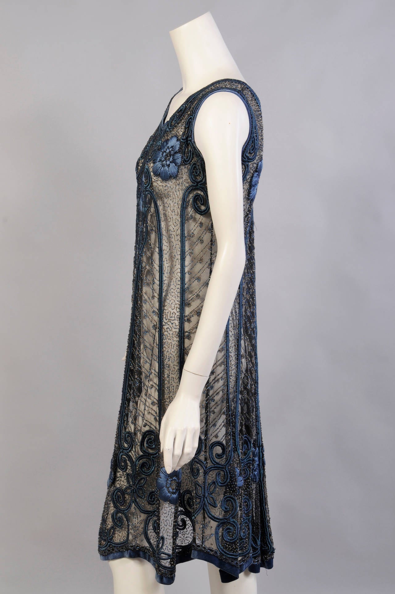 Women's 1920's Beaded & Embroidered Tulle Dress