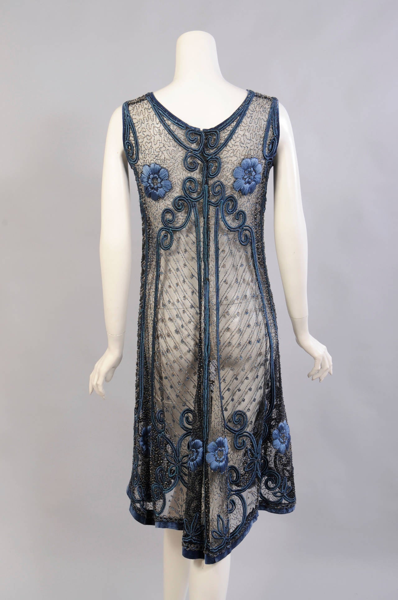 1920's Beaded & Embroidered Tulle Dress 1