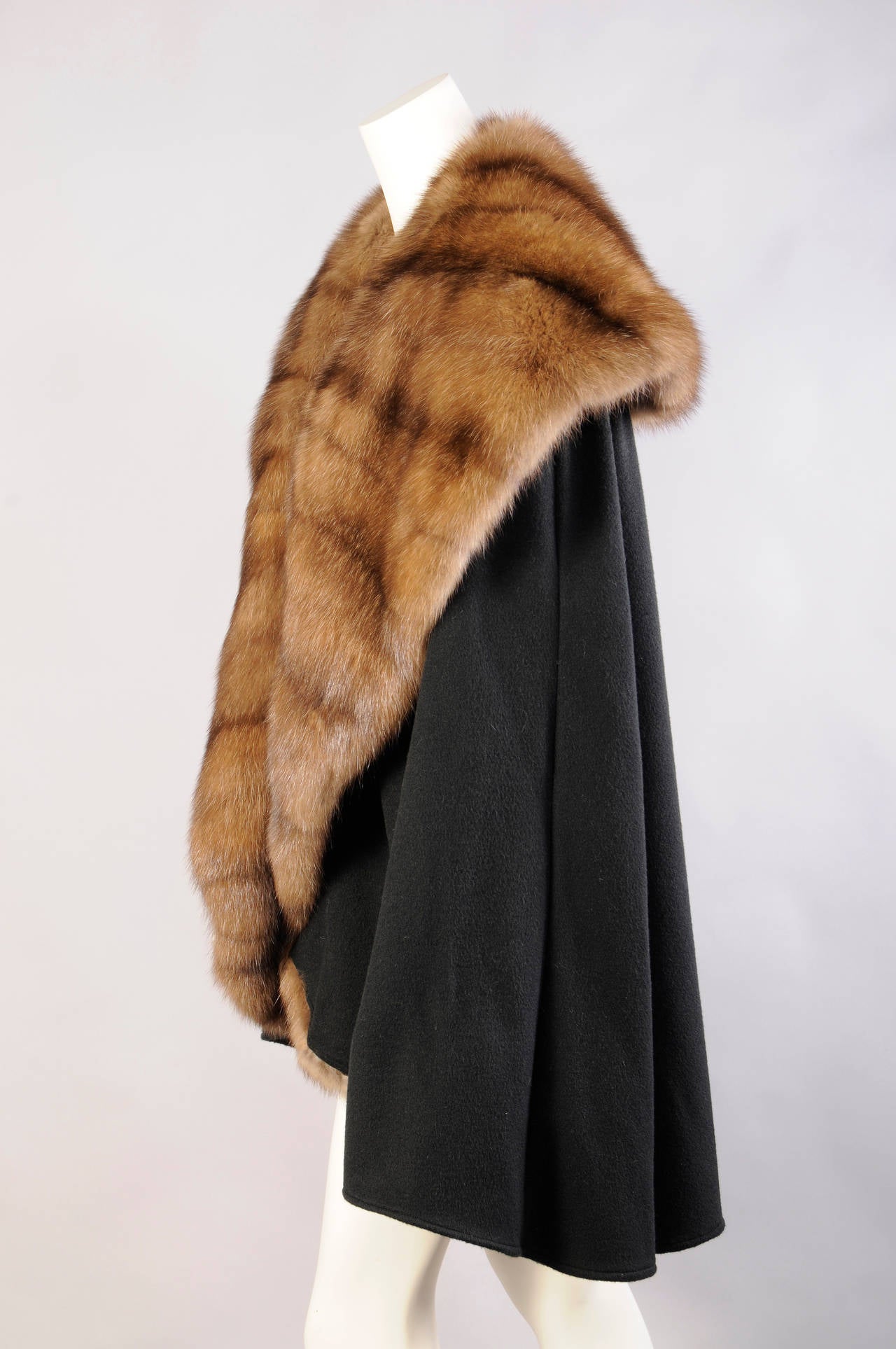 Brown Oversized Russian Sable & Cashmere Cape