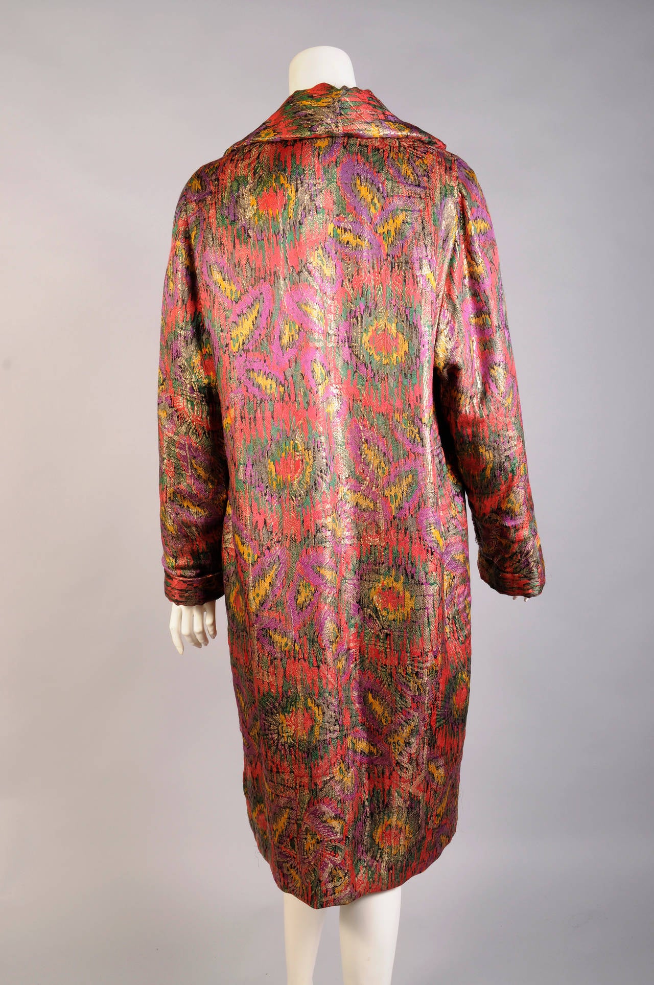 1920's Colorful Gold Lame and Velvet Evening Coat at 1stDibs