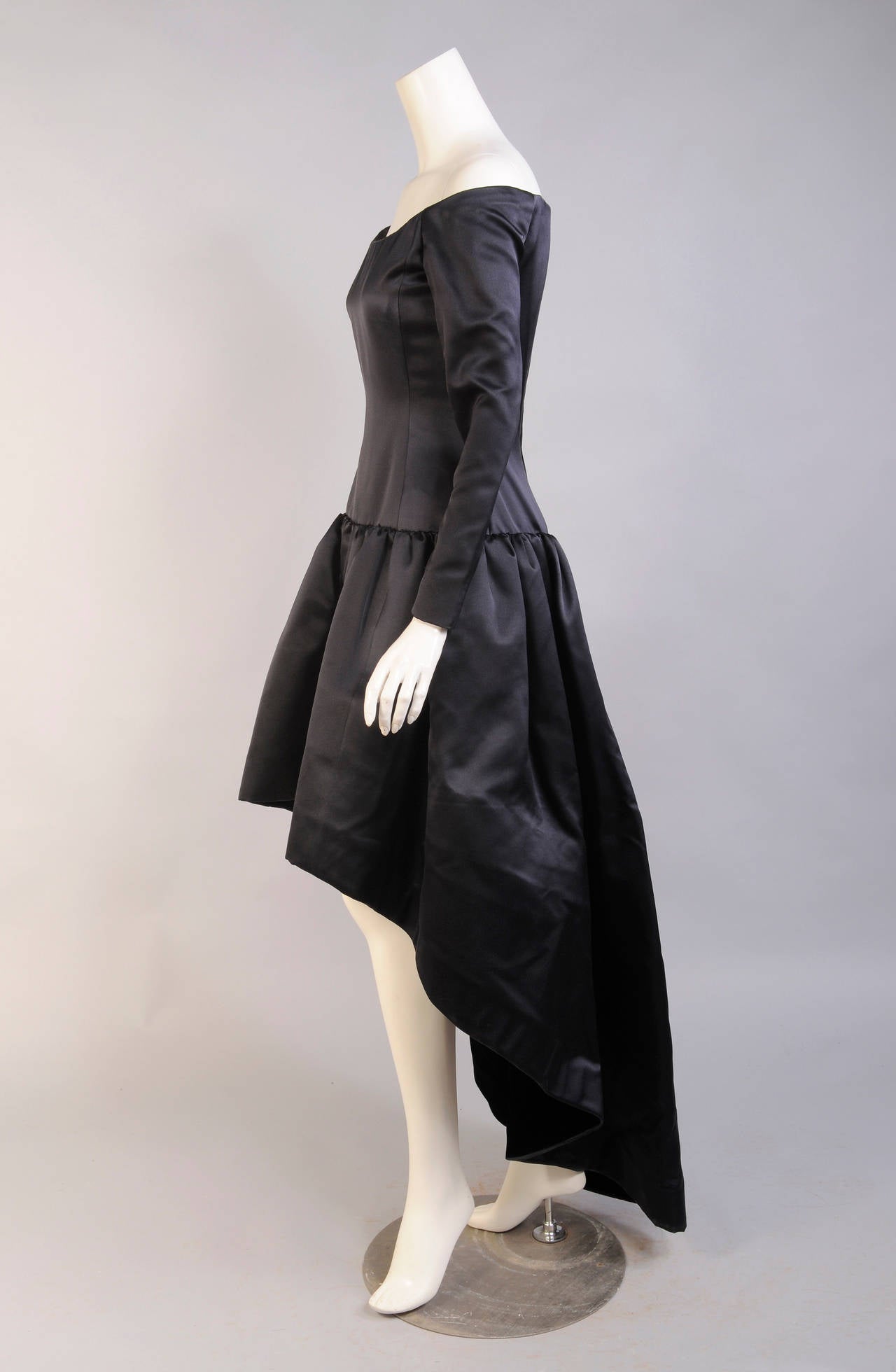 Givenchy Haute Couture Black Satin Evening Dress at 1stDibs