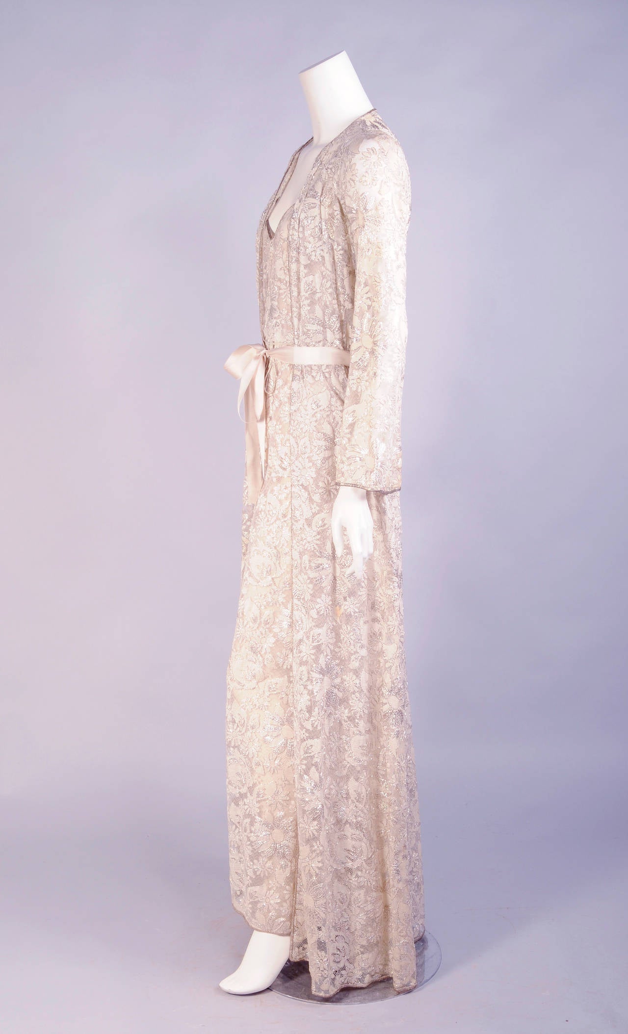 Jean Patou Couture Silver Lace Jumpsuit & Evening Coat, Runway Worn 1