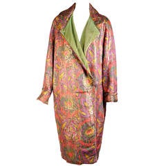 1920's Colorful Gold Lame & Velvet Evening Coat