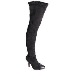 Vintage Yves Saint Laurent Sexy Thigh High Suede Boots Size 40