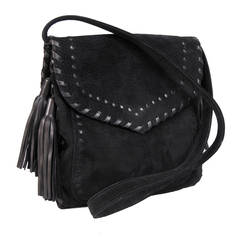 Vintage Yves Saint Laurent Black Suede Bag with Tassels