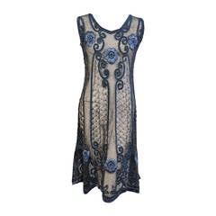 1920's Beaded & Embroidered Tulle Dress