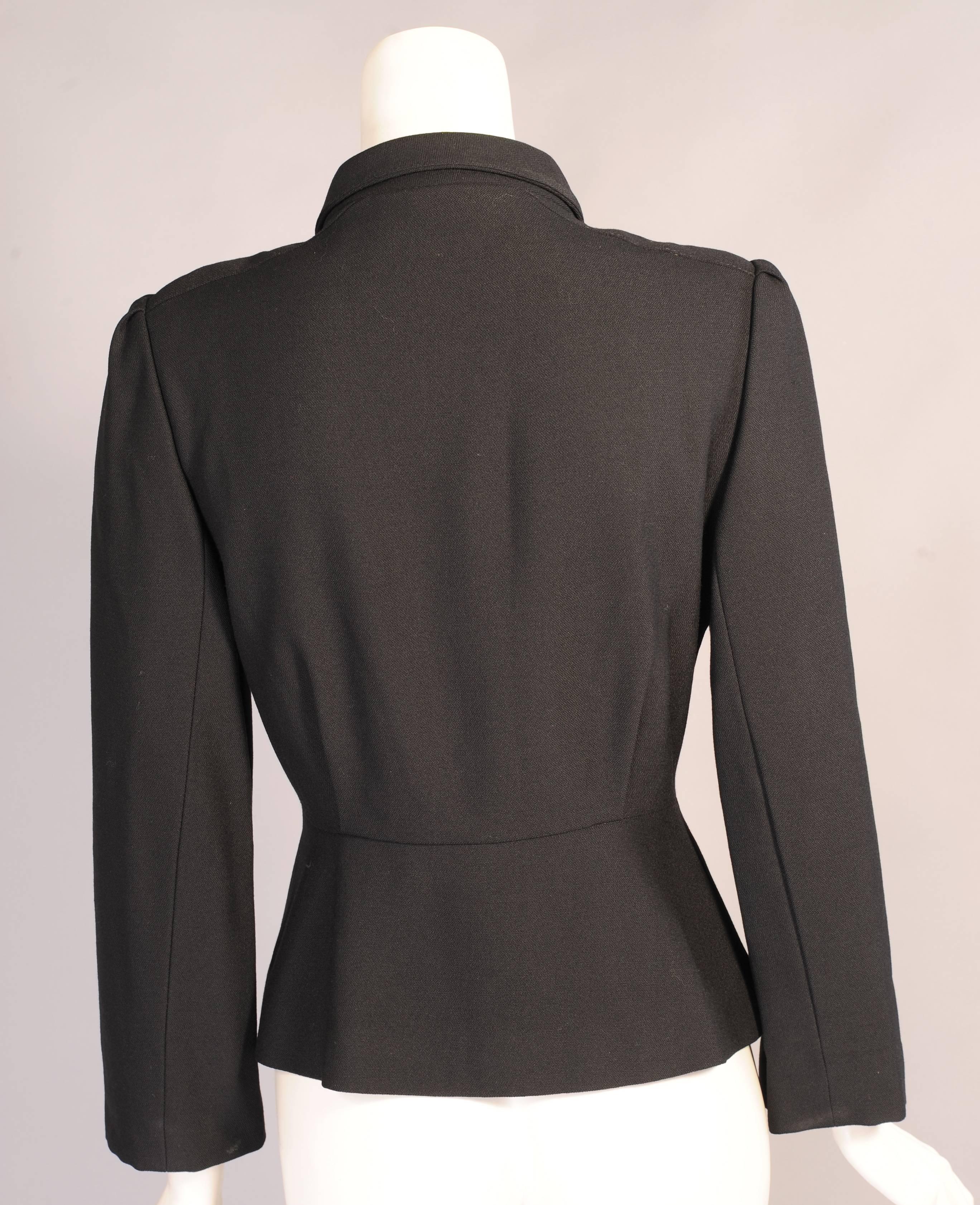 Pierre Cardin Black Wool Crepe Jacket In Excellent Condition In New Hope, PA