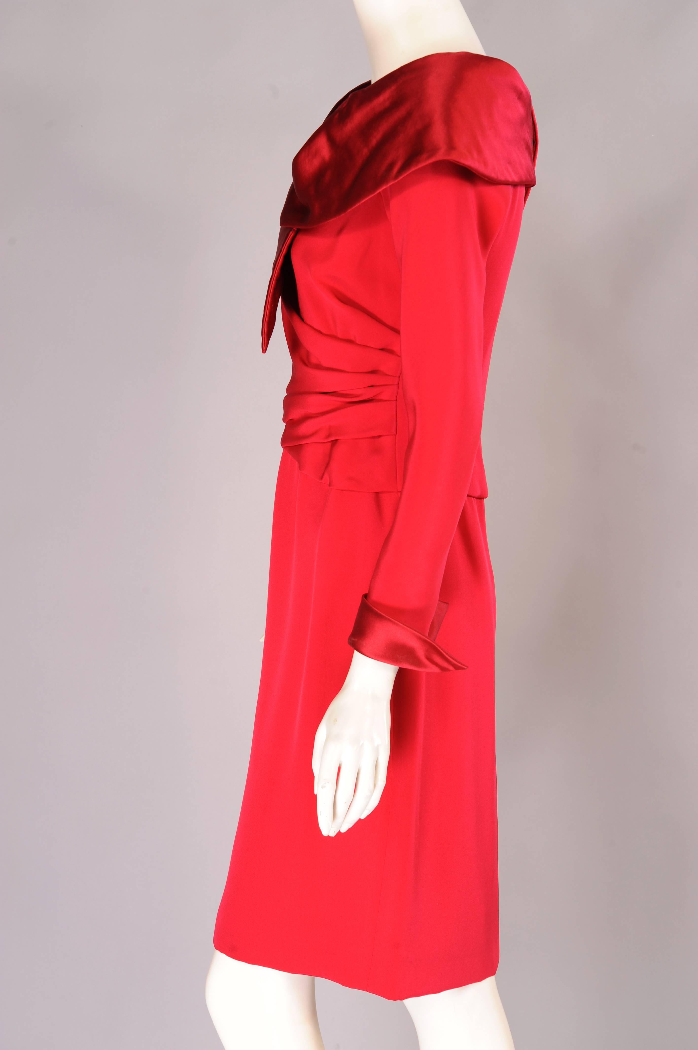 Christian Lacroix Numbered Haute Couture Red Satin & Silk Dress In Excellent Condition In New Hope, PA