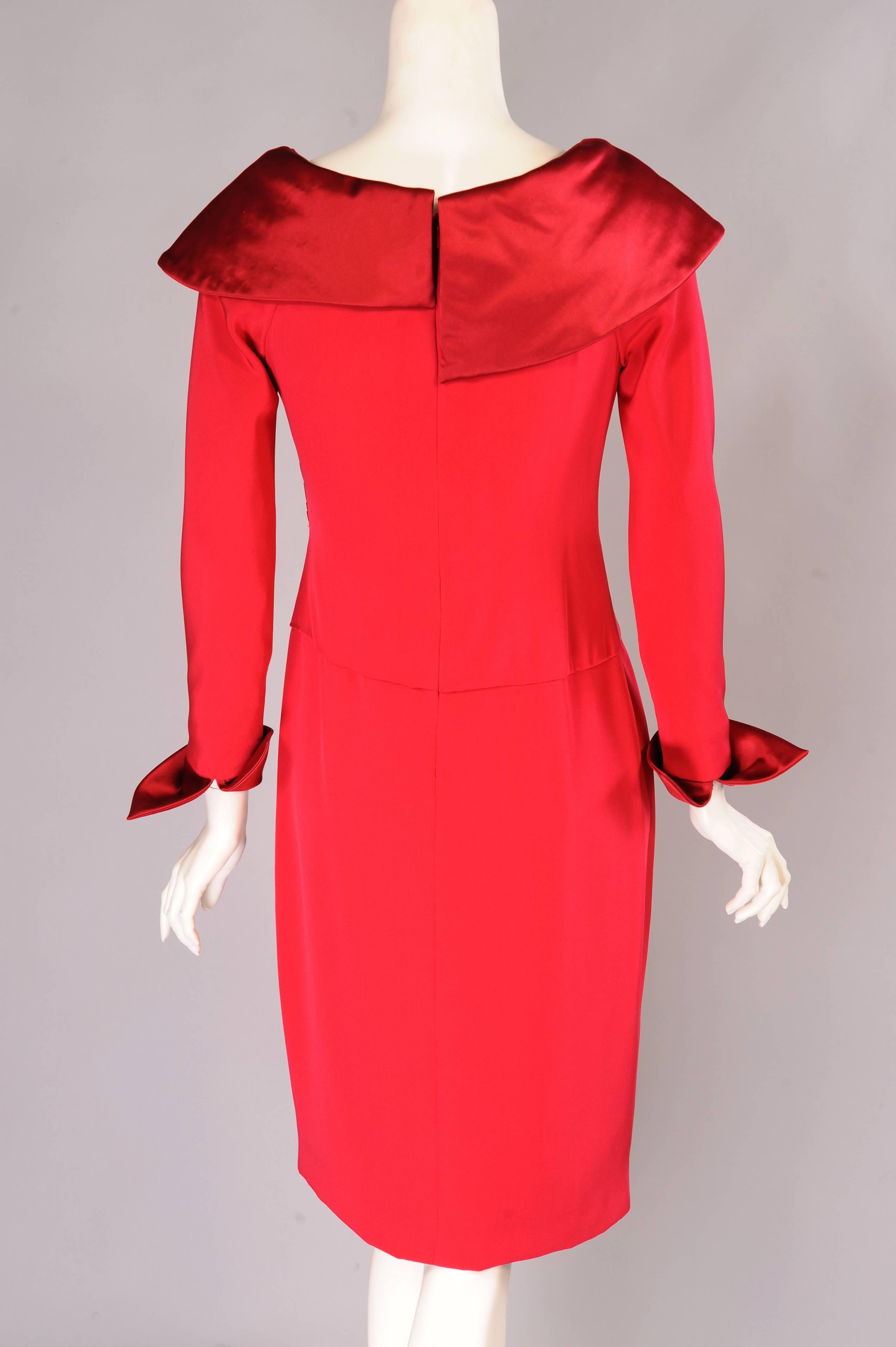 Women's Christian Lacroix Numbered Haute Couture Red Satin & Silk Dress
