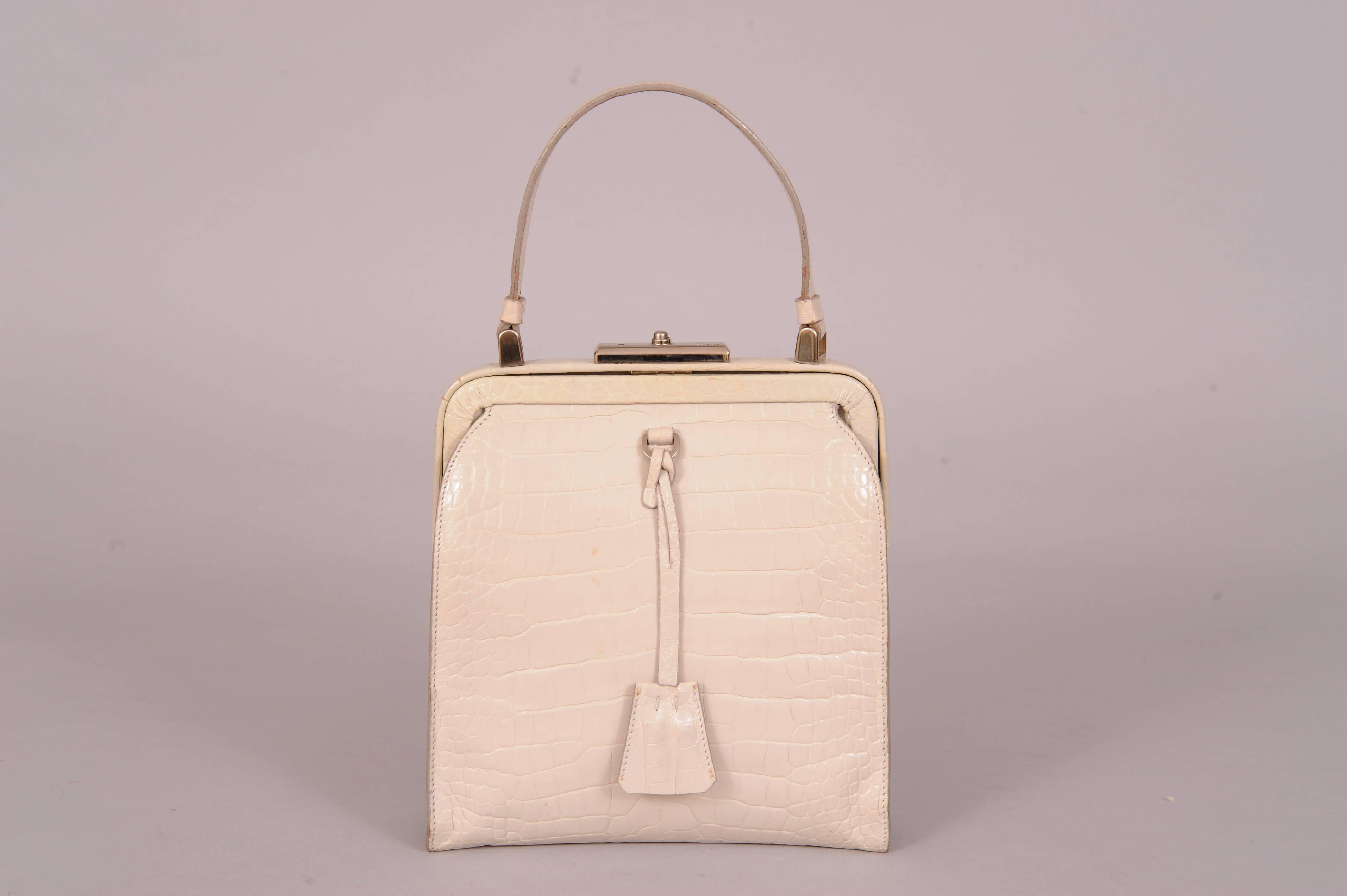 Prada Pale Cream Alligator Bag 3