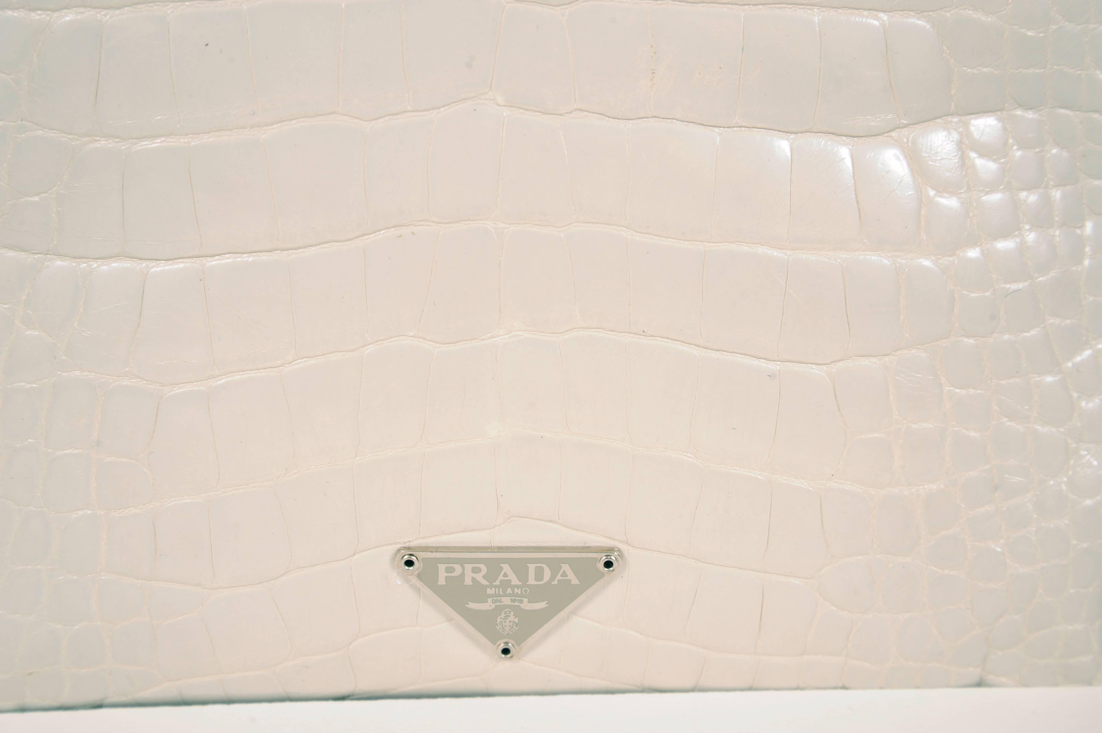 Prada Pale Cream Alligator Bag In Excellent Condition In New Hope, PA