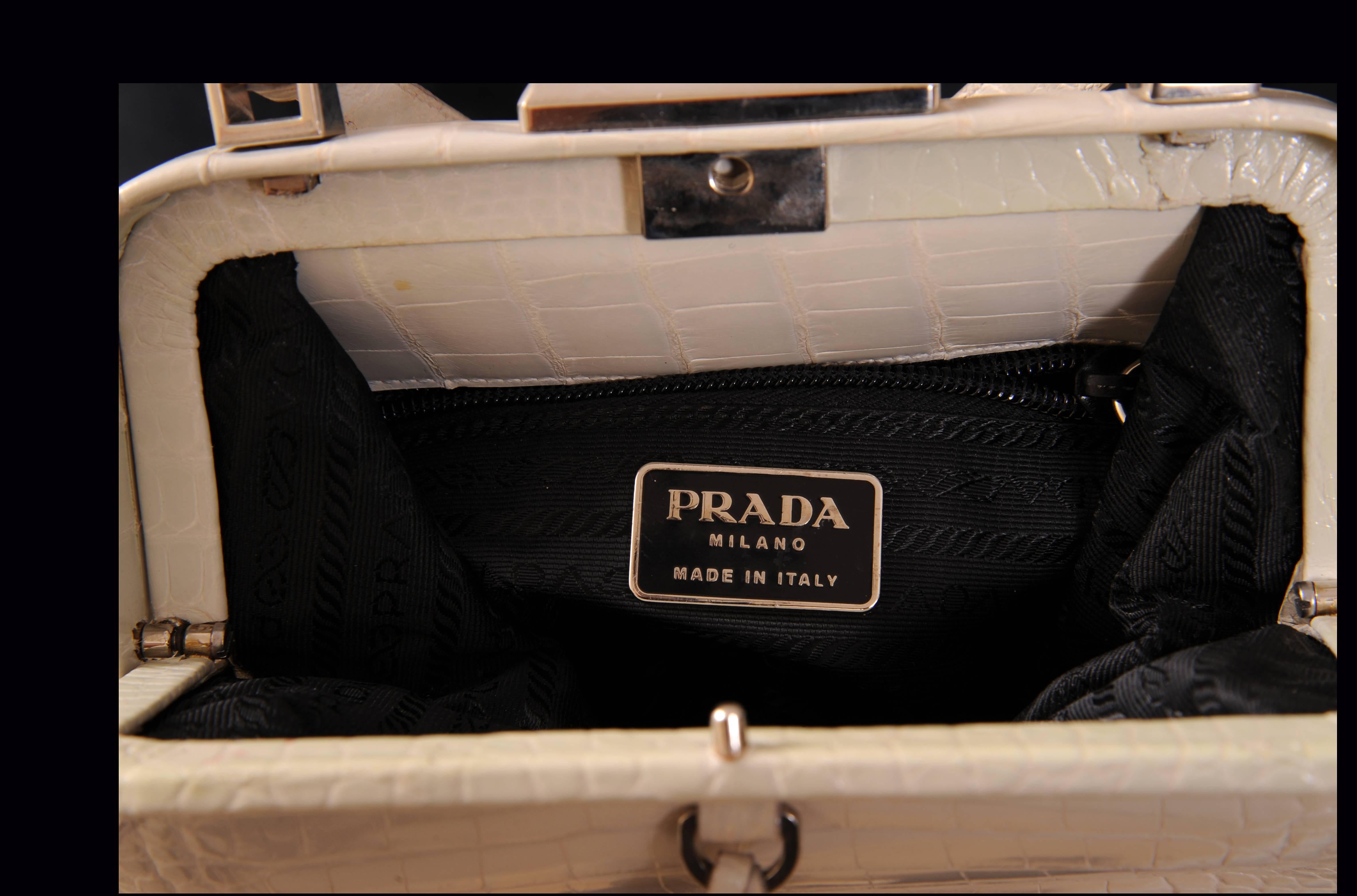 Prada Pale Cream Alligator Bag 2