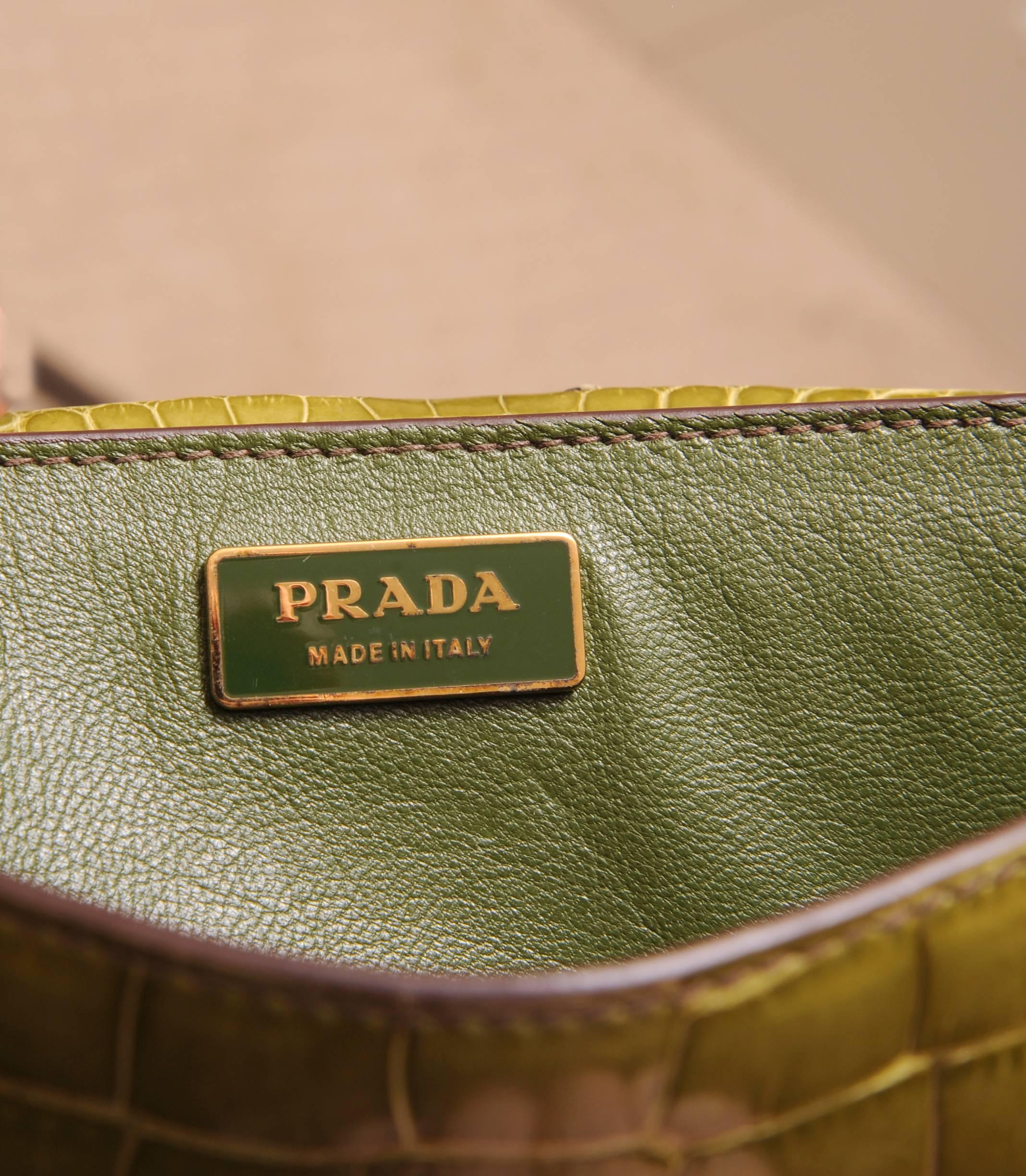Women's Prada Olive Green Alligator Bag or Clutch