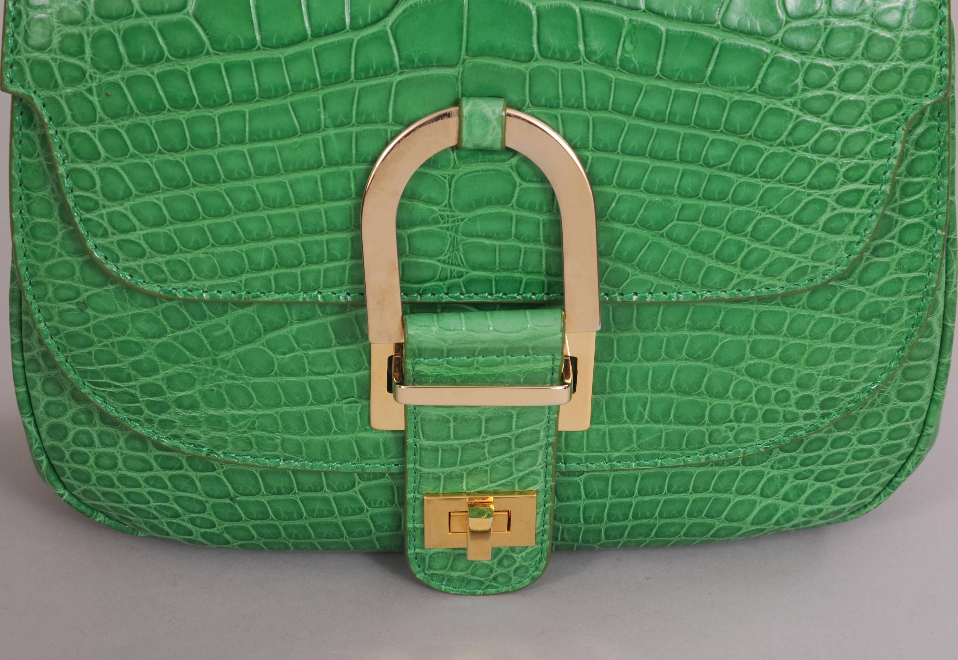 Oscar de la Renta Hellgrüne Alligator-Tasche (Grün)