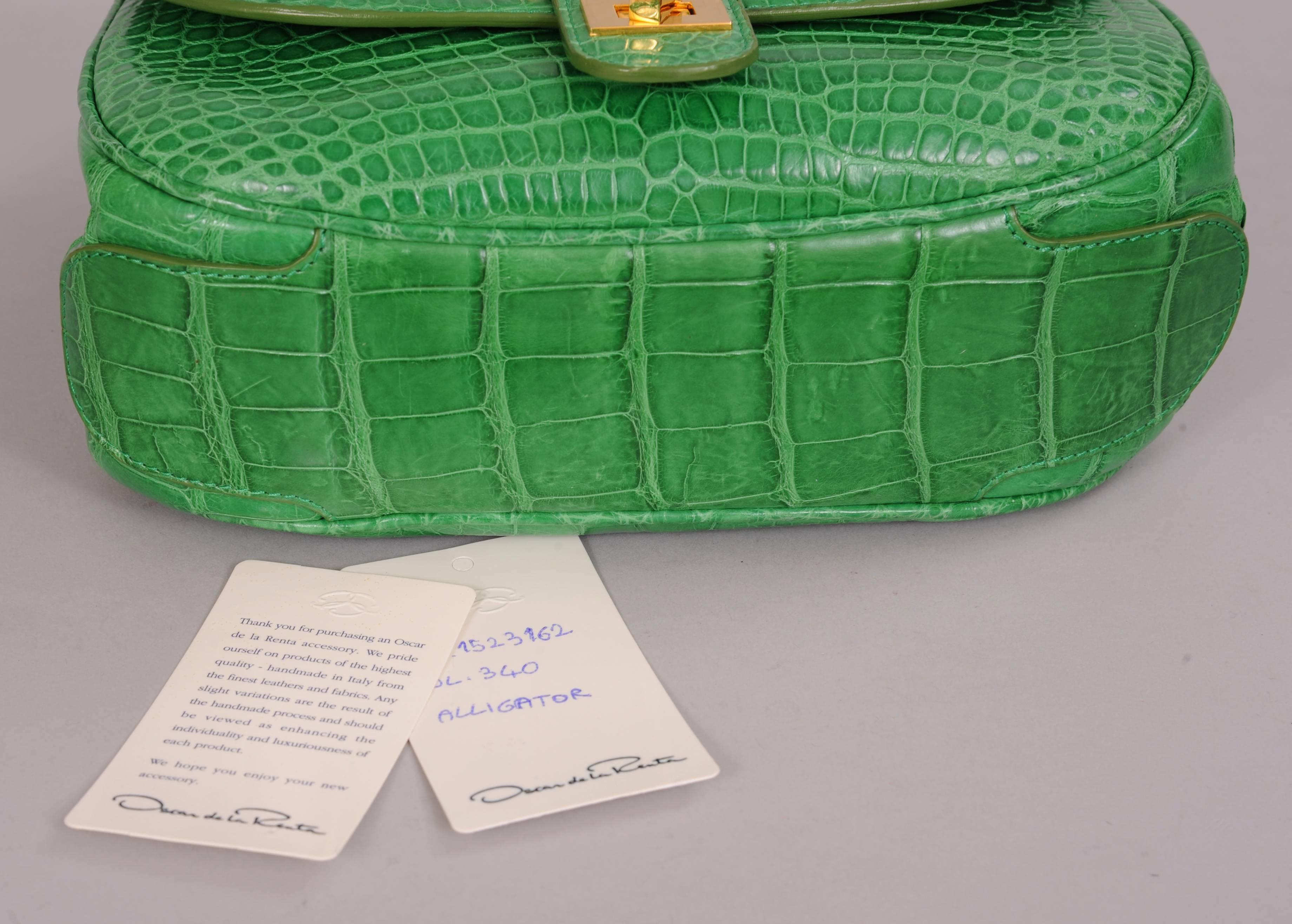 Oscar de la Renta Hellgrüne Alligator-Tasche 1