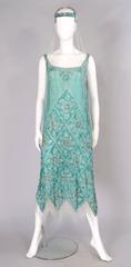 1920's French Beaded Flapper Dress & Rare Matching Headpiece