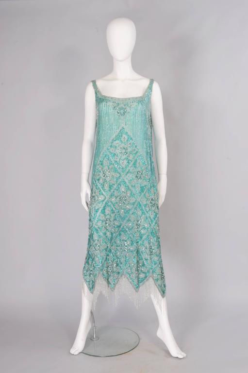 mint green flapper dress 1920s Green Beaded Stella Flapper Dress