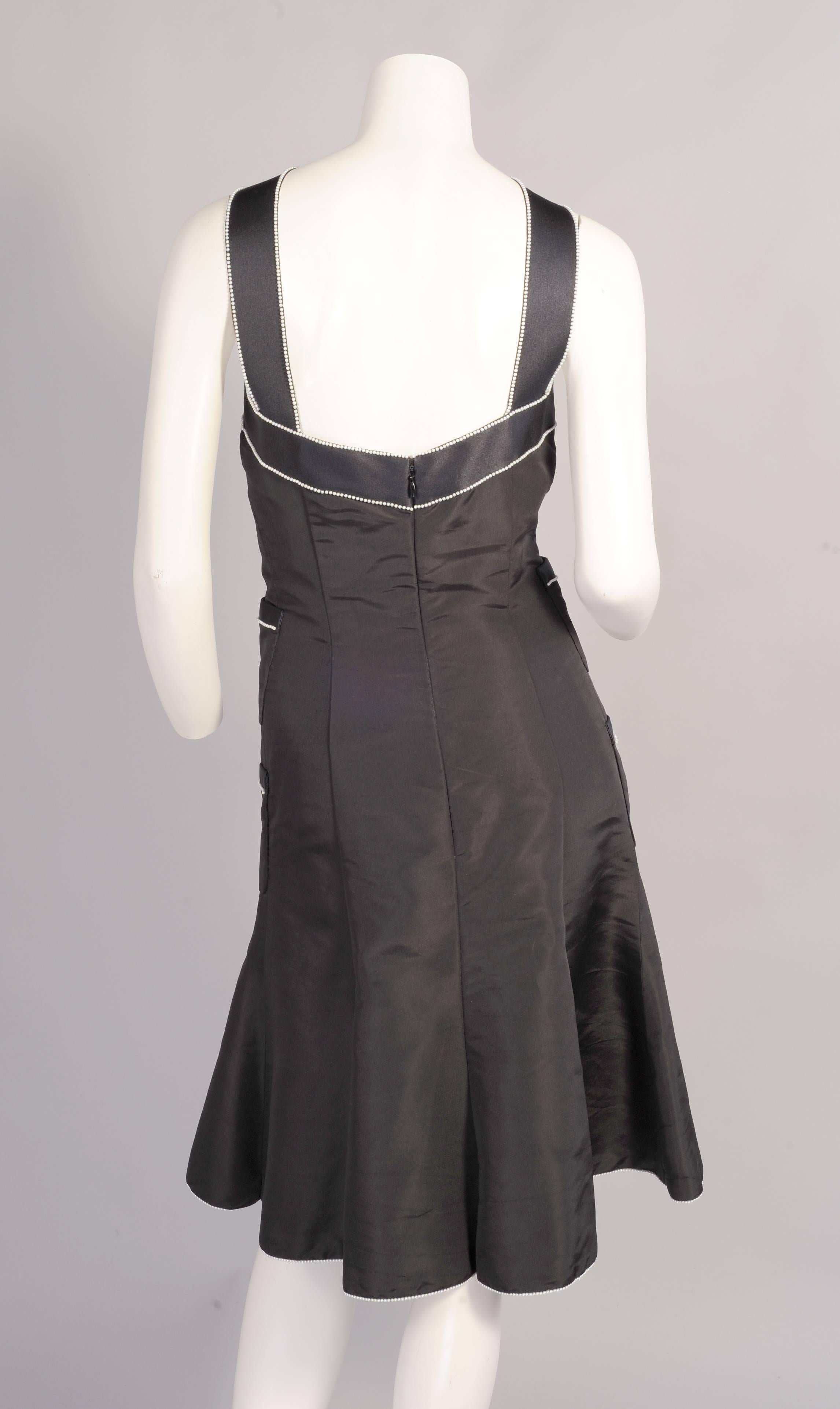 Chanel Black Silk Dress with Pearl Trim 1