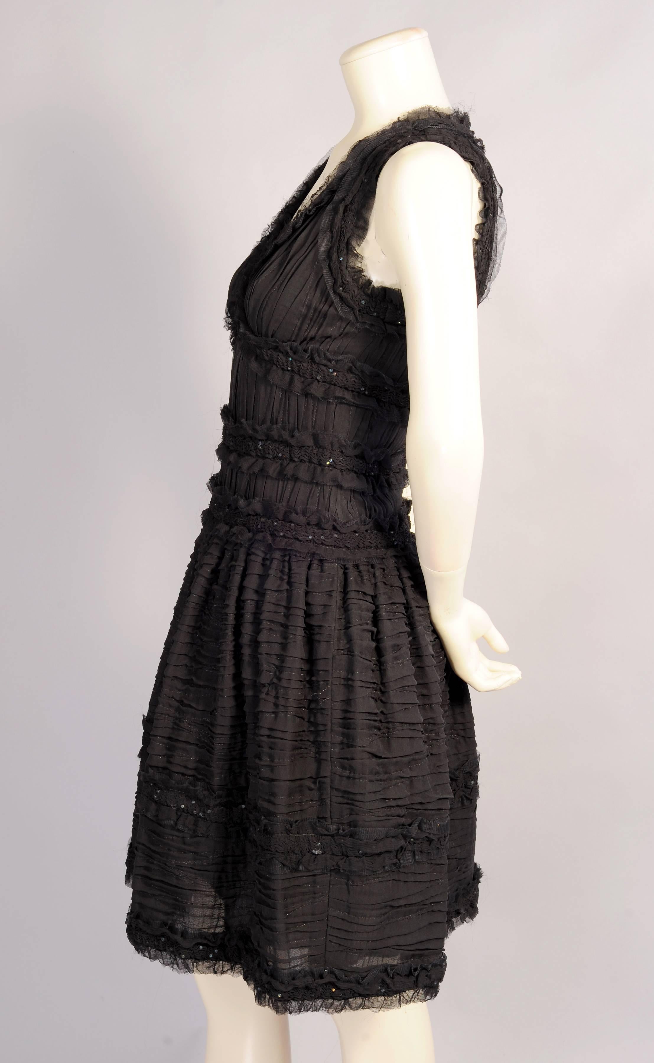 Women's Chanel Pleated Silk Dress with Beadwork