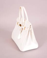Hermes White Birkin Bag, 30 cm Gold Hardware