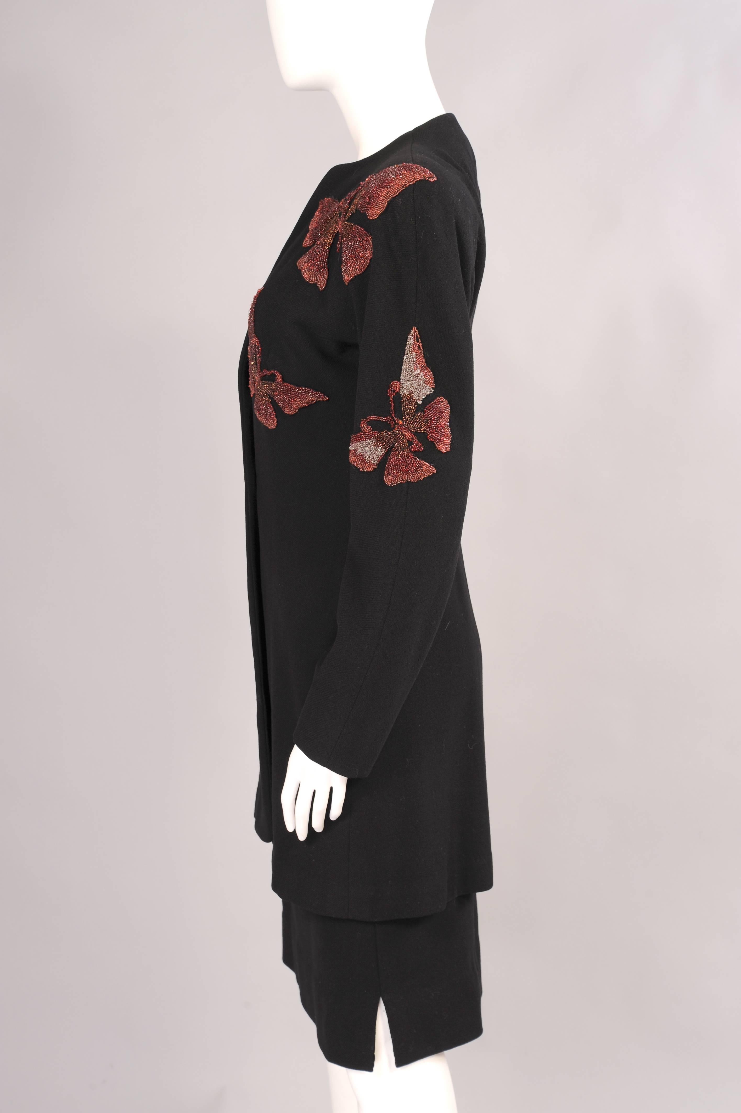 1940's Eisenberg Originals Butterfly Beaded Coat & Dress In Excellent Condition In New Hope, PA