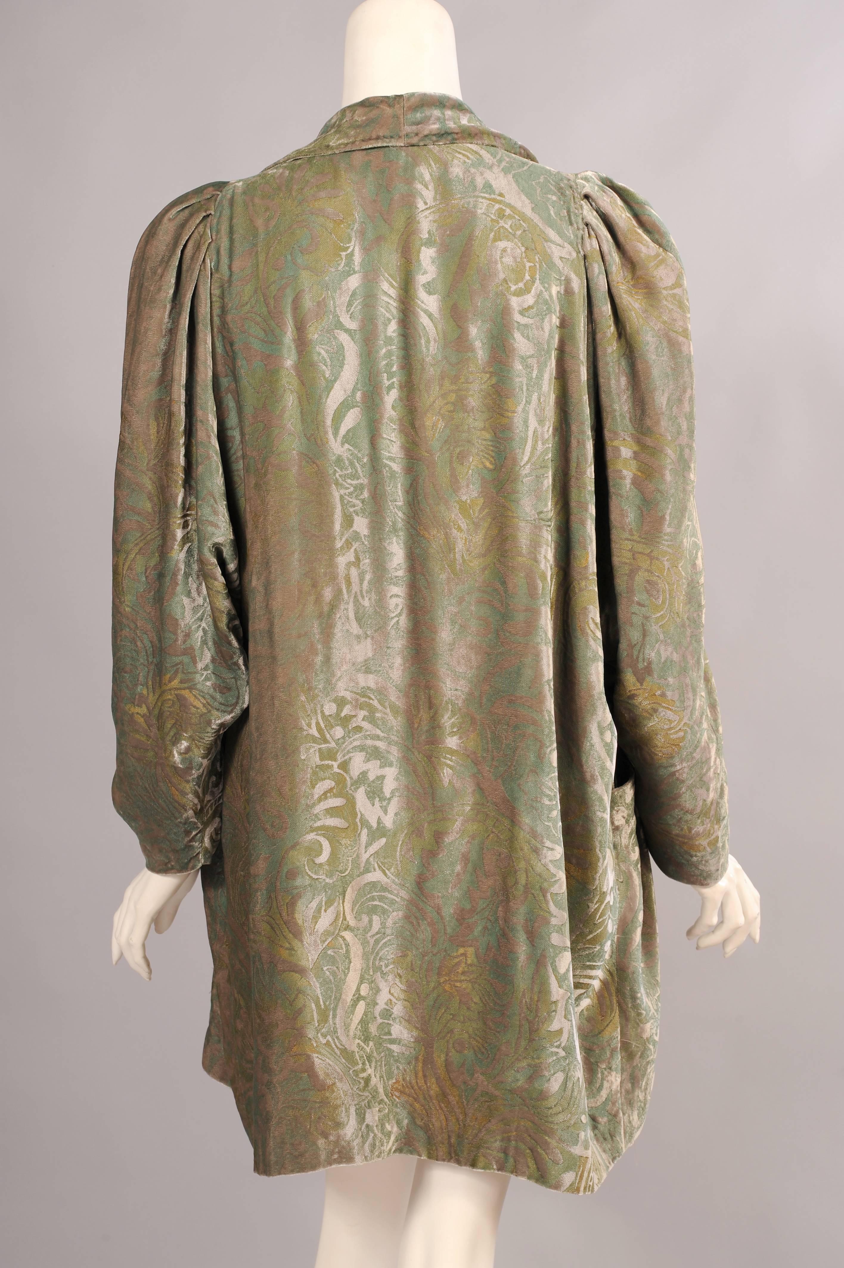1920's Fortuny Style Stenciled Silk Velvet Evening Jacket (Braun)