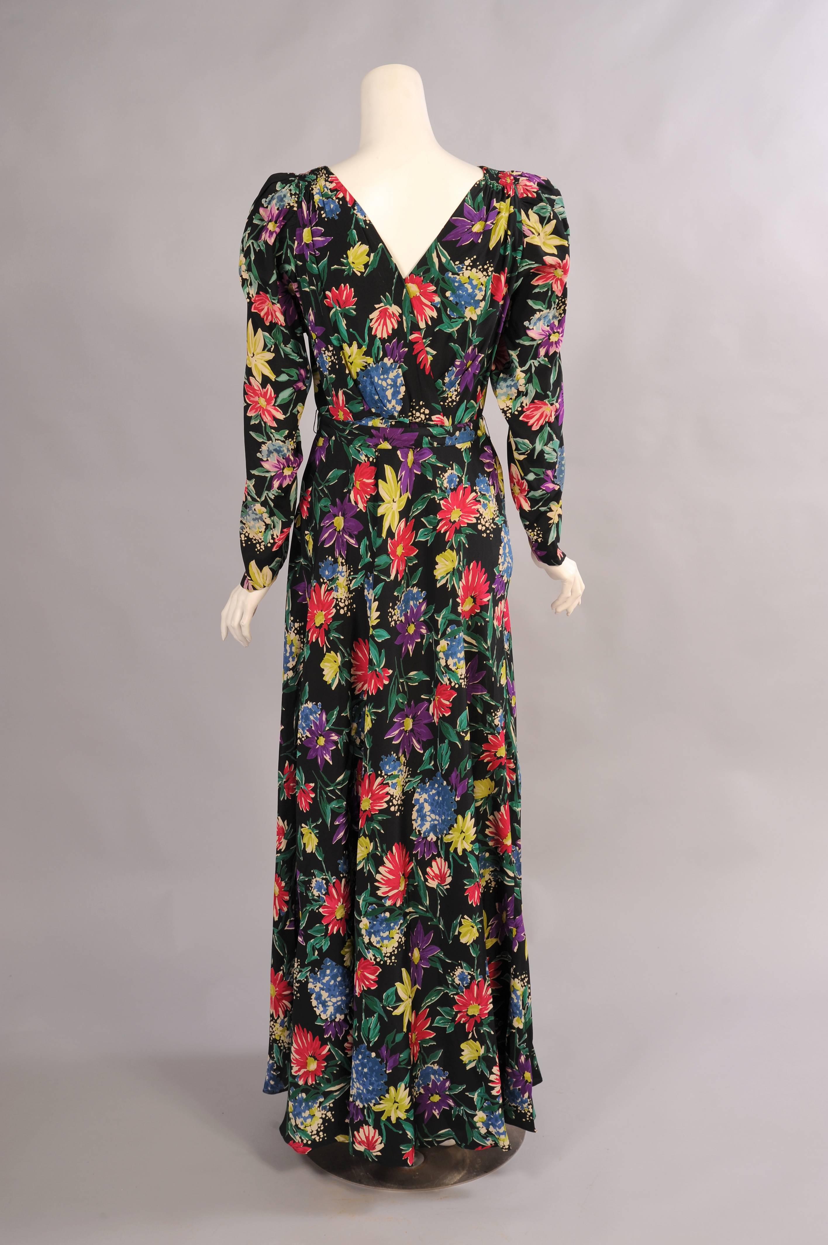 Women's 1930's Floral Print Silk Dress & Sleeveless Jacket, Larger Size