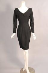 Thierry Mugler Black Dress with a Row of Buttons at the Center Back