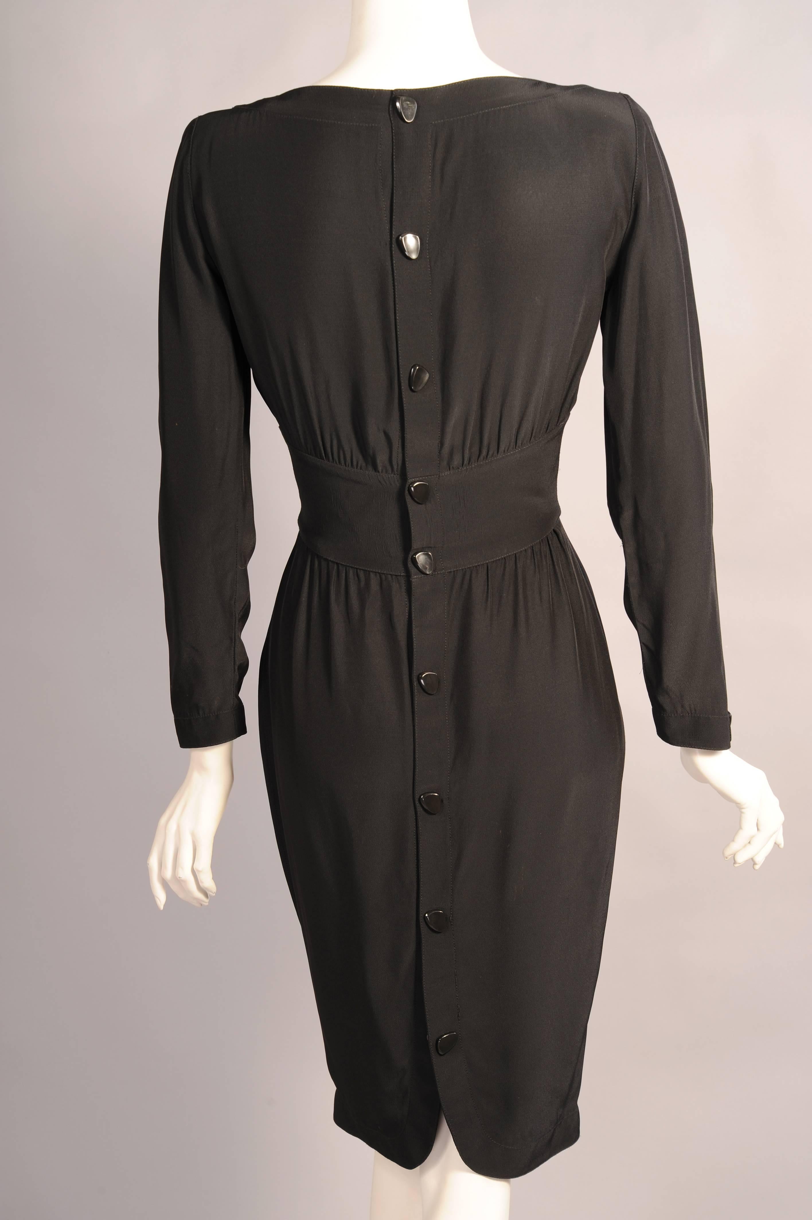 Women's Thierry Mugler Black Button Back Dress For Sale