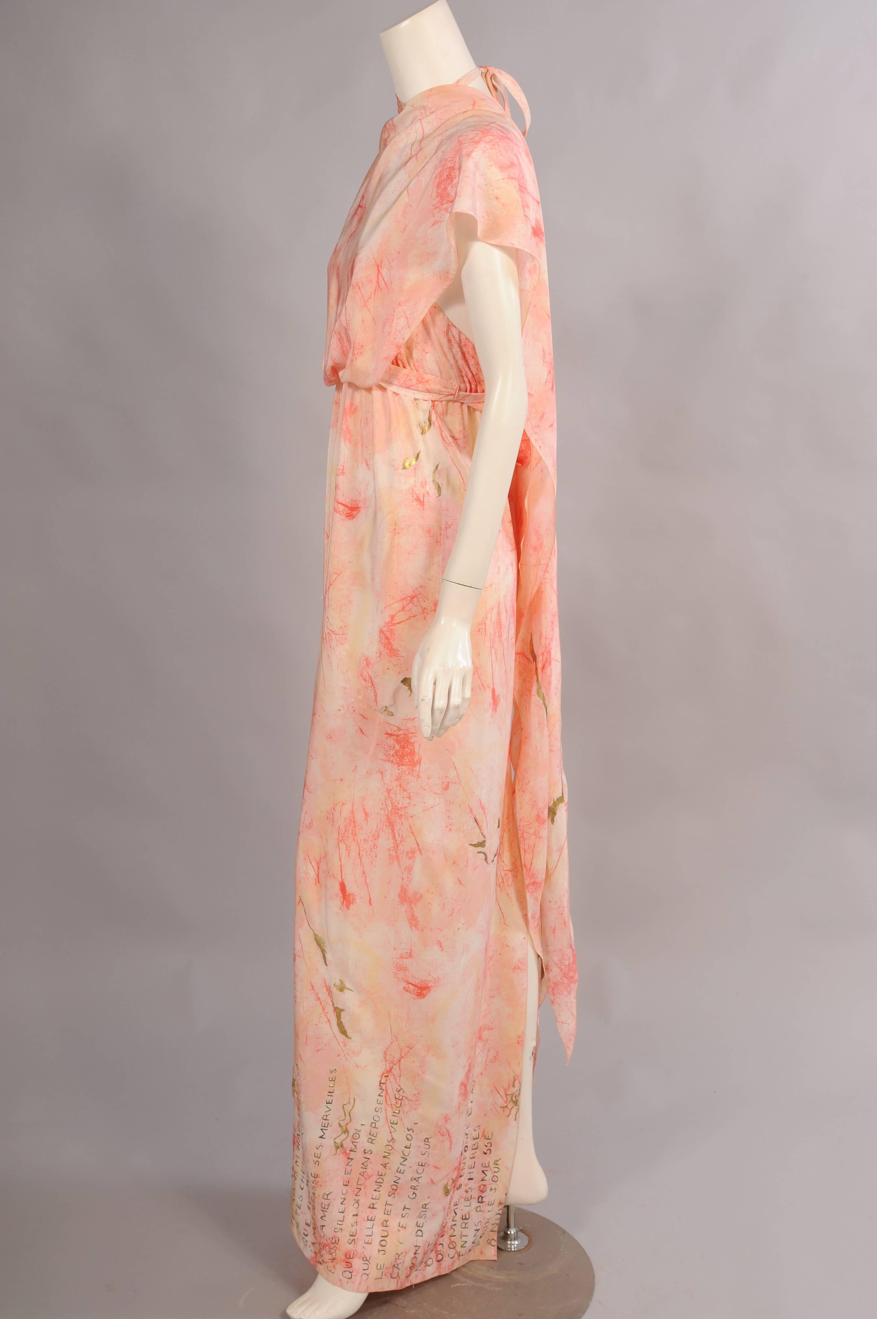 Orange 1970's Chloe Hand Painted Silk Halter Dress, Runway Worn