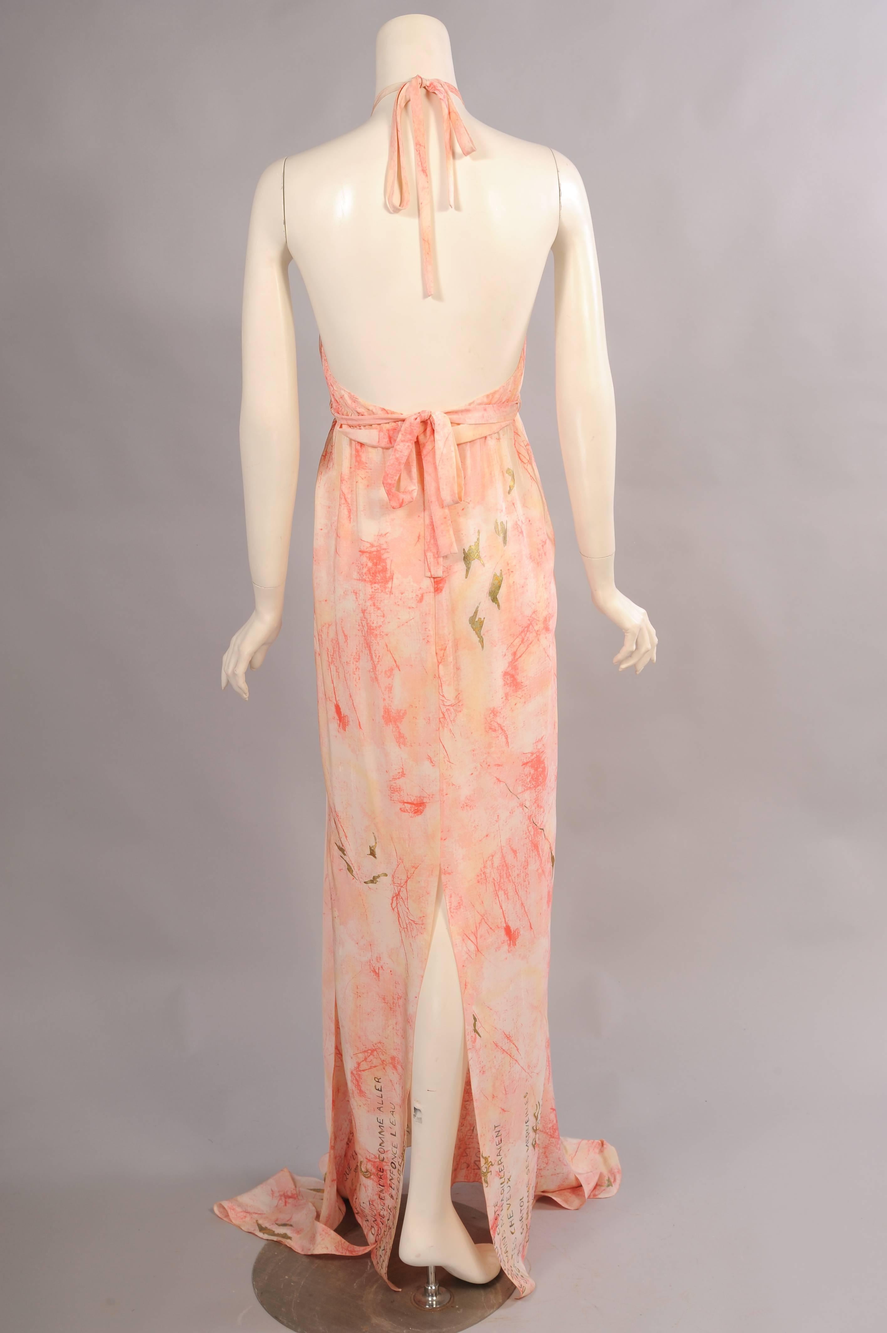 Women's 1970's Chloe Hand Painted Silk Halter Dress, Runway Worn