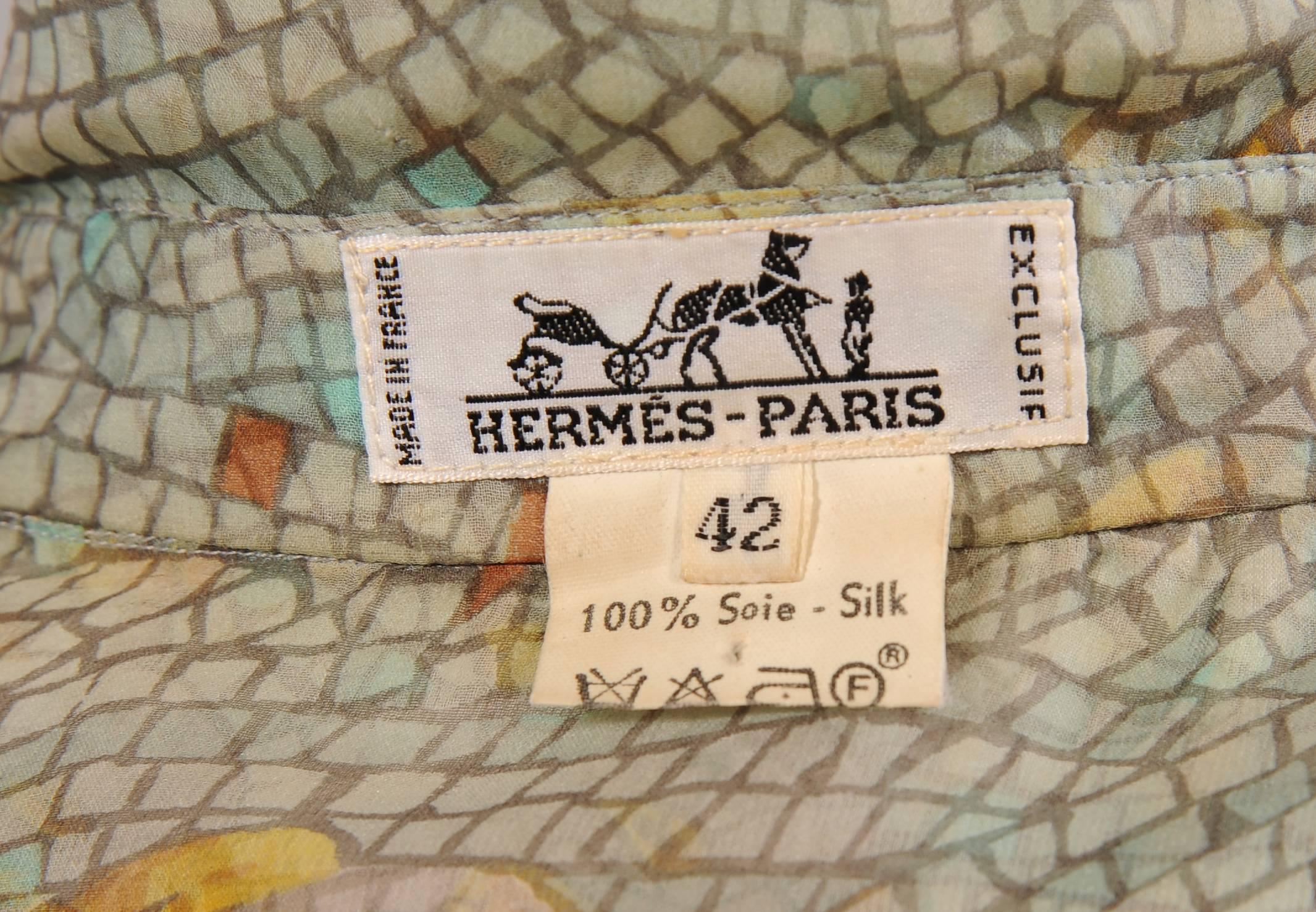 Women's or Men's Hermes Silk Chiffon Scarf Print Blouse & Skirt