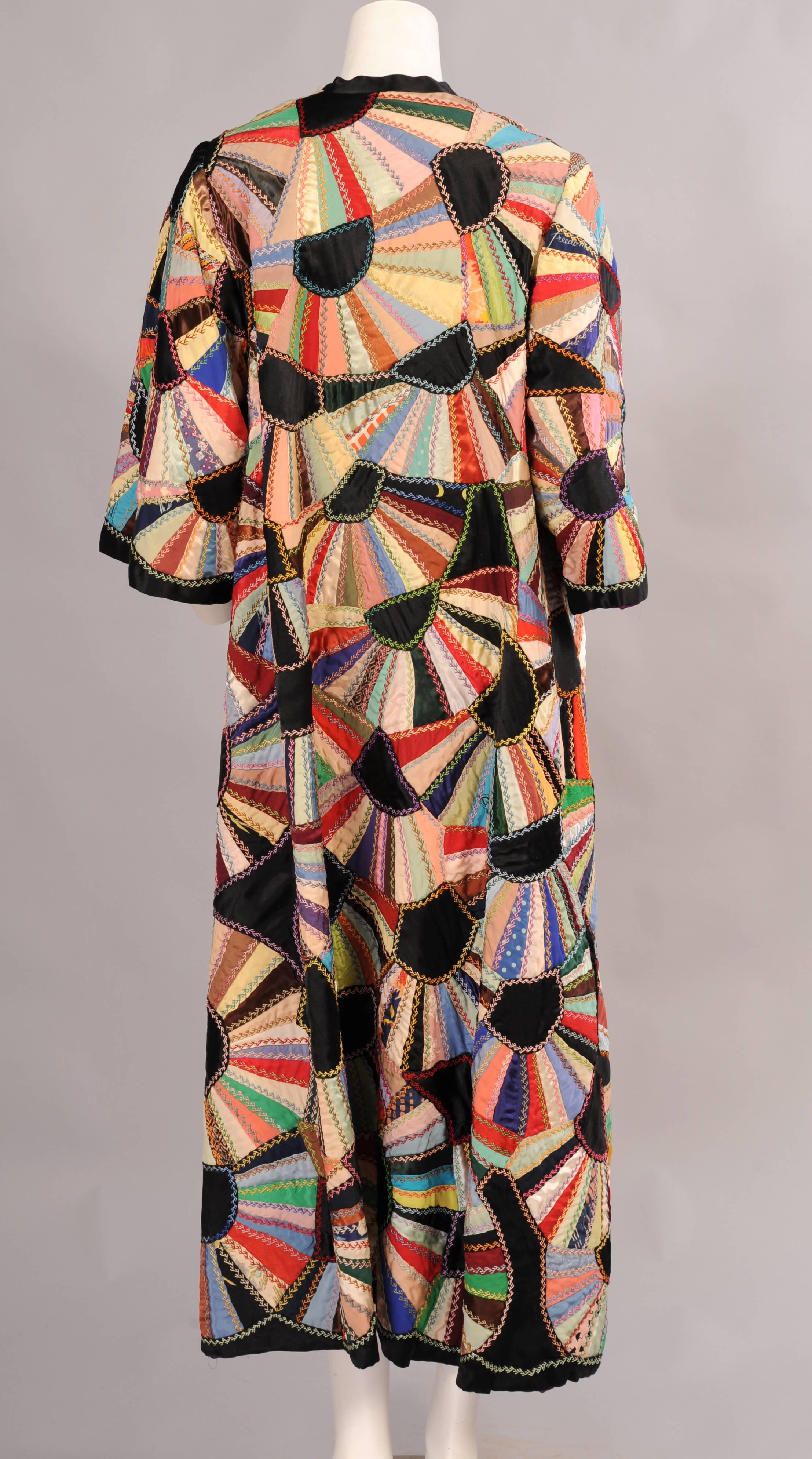 Vintage Coat Made from a Hand Made Silk Patchwork Fan Quilt at 1stDibs ...