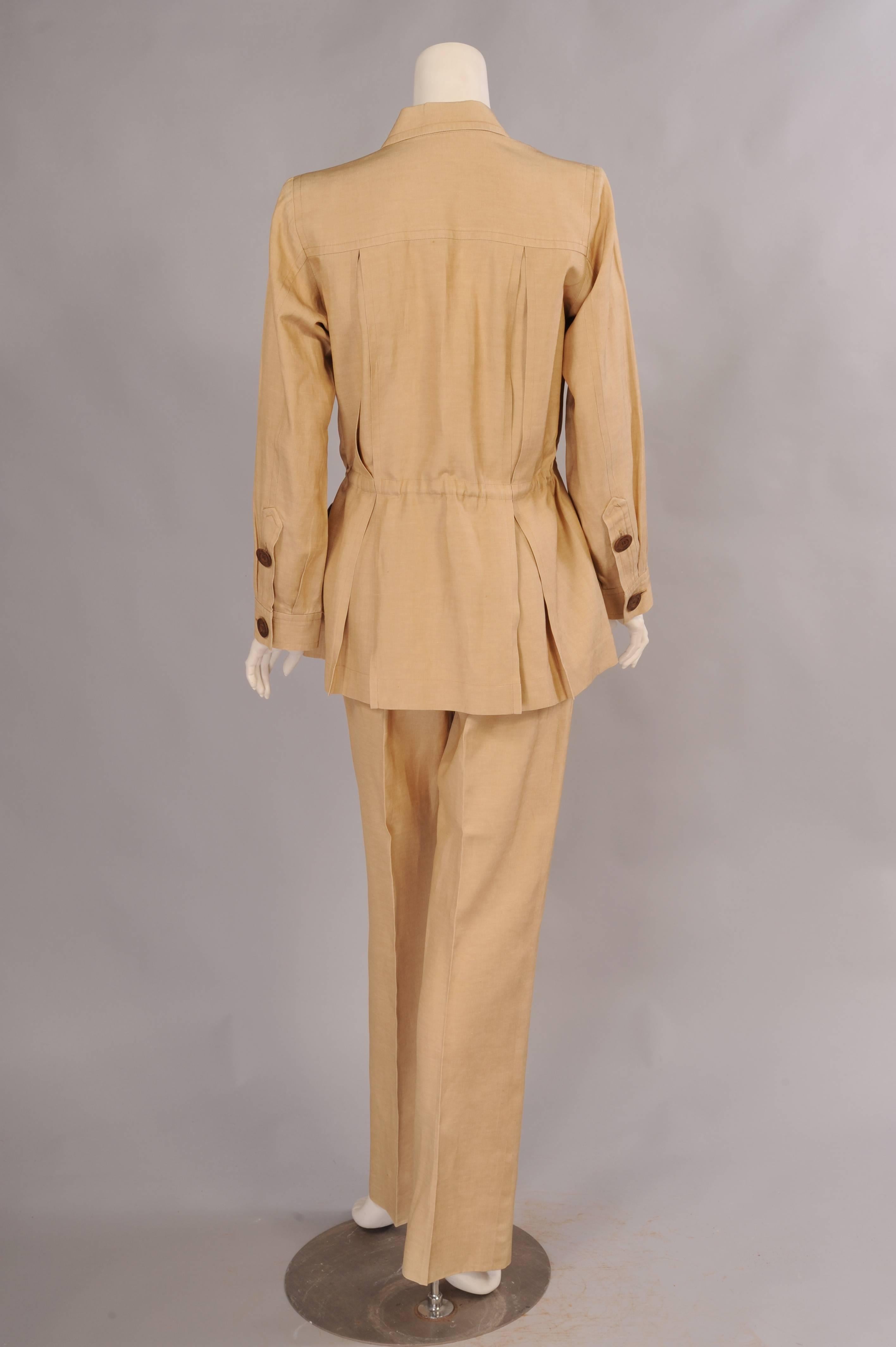 Yves Saint Laurent Rive Gauche Silk Safari Suit In Excellent Condition In New Hope, PA