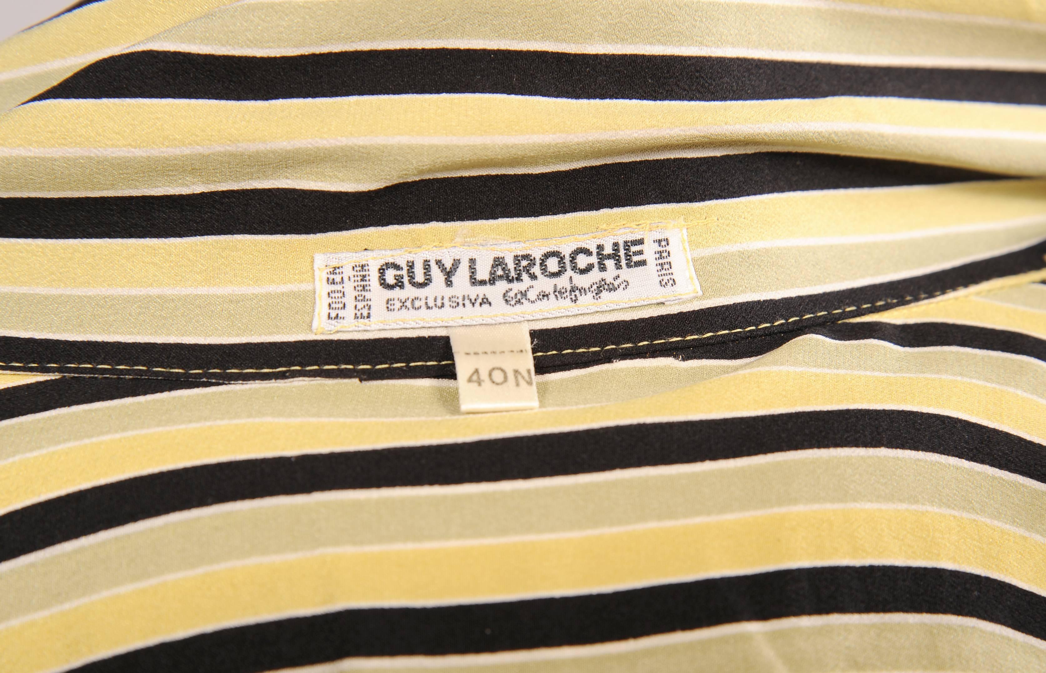 Guy Laroche 1970's Striped Silk Dress In Excellent Condition In New Hope, PA