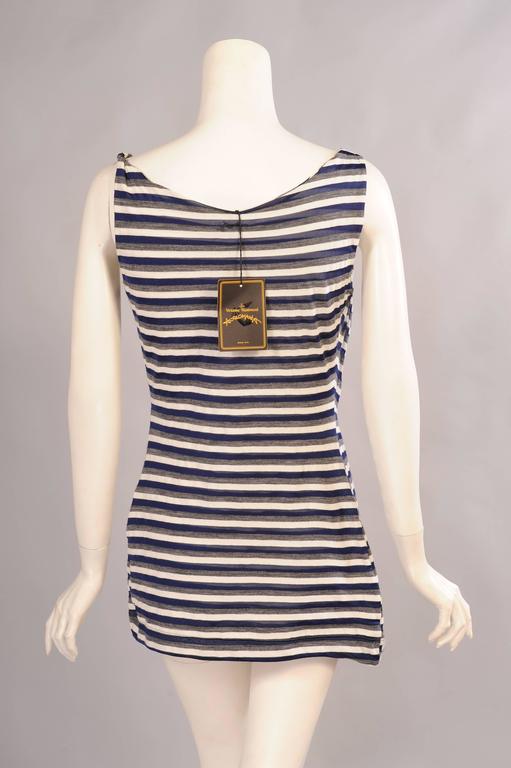 Vivienne Westwood Anglomania Navy Grey & White Sheer Draped Top Never Worn In New Condition For Sale In New Hope, PA