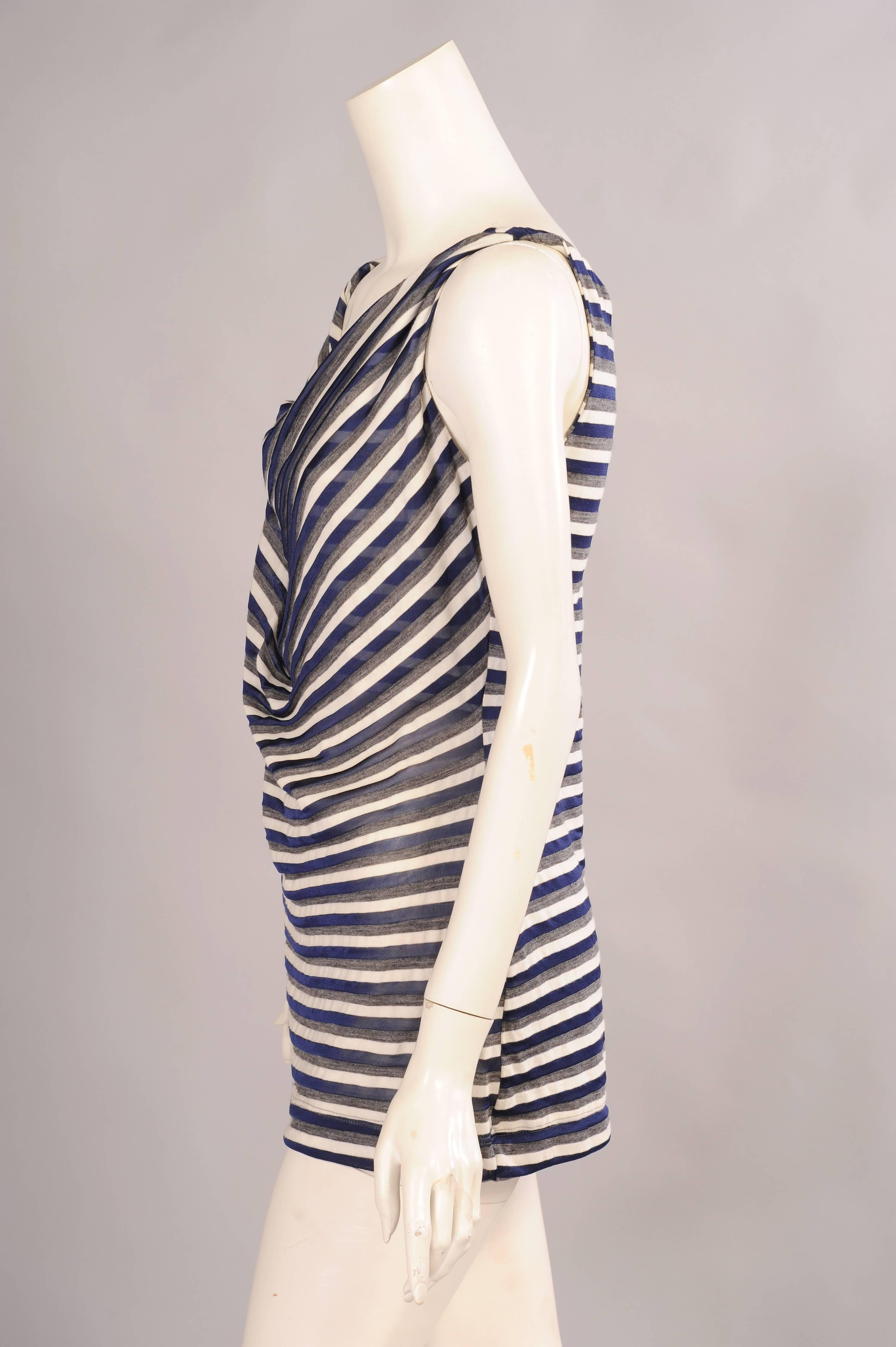 Women's Vivienne Westwood Anglomania Navy Grey & White Sheer Draped Top Never Worn
