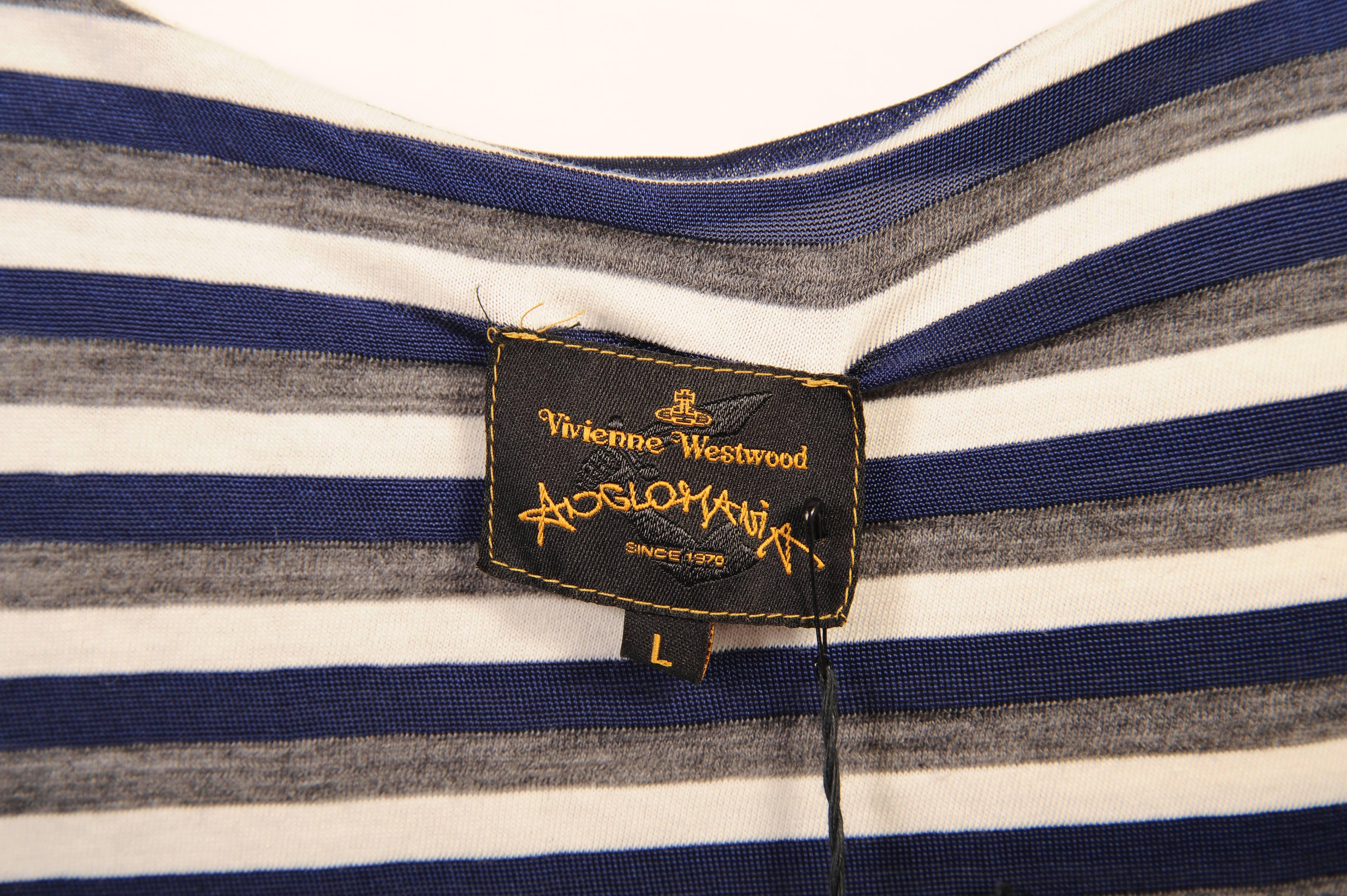 Vivienne Westwood Anglomania Navy Grey & White Sheer Draped Top Never Worn 1