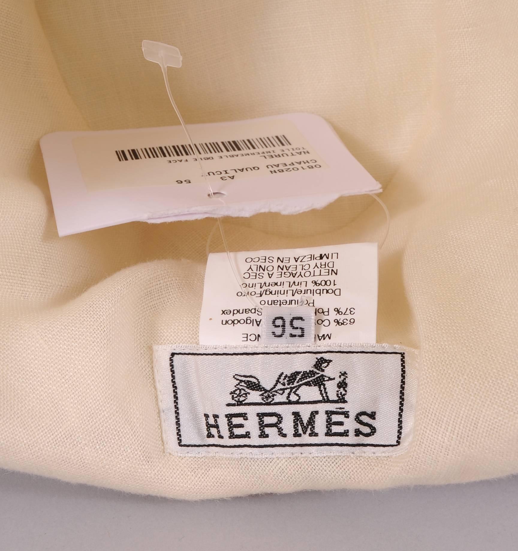 Hermes White Cotton Hat, Never Worn In New Condition In New Hope, PA
