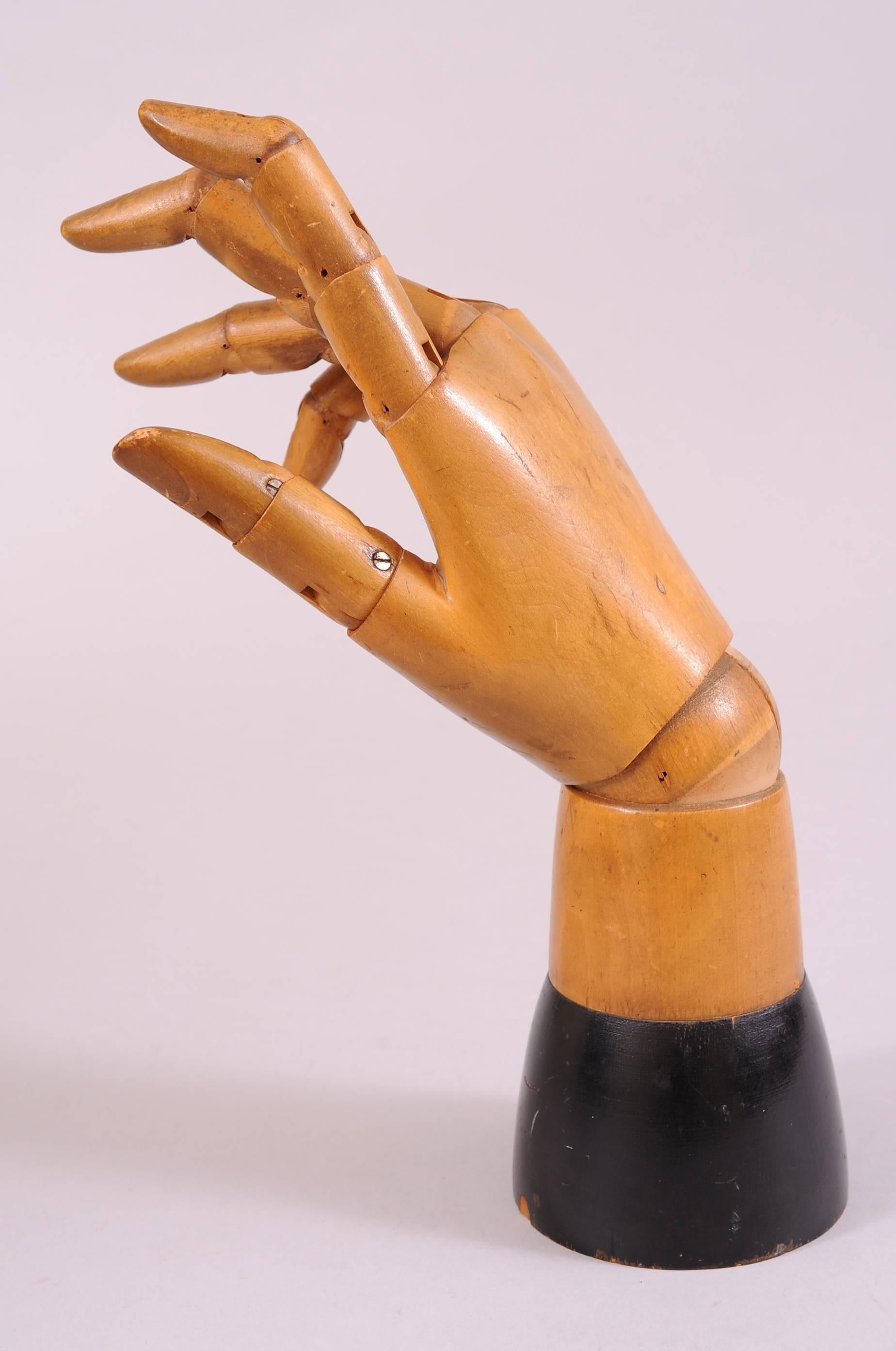 Orange 1930's Articulated Artist's Model, Hand Mannequin