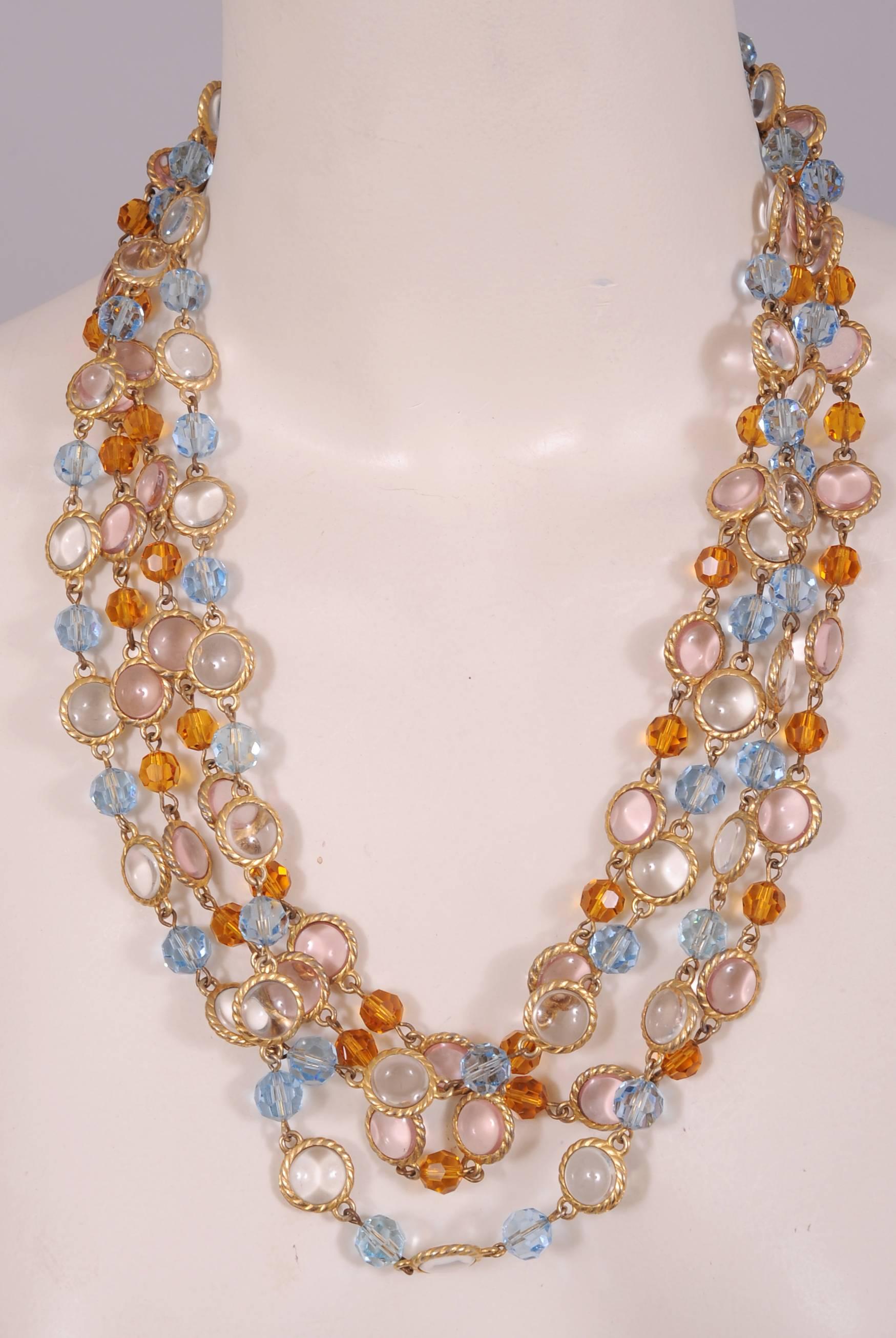 Women's William De Lillo Pink and Gold Bead Chain Necklace