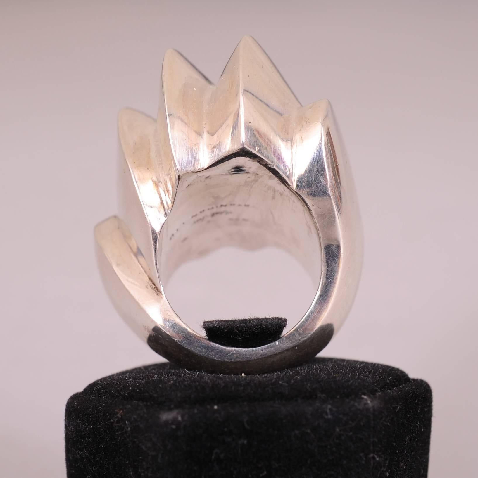 Women's or Men's  Massive Modernist Sterling Silver Ring