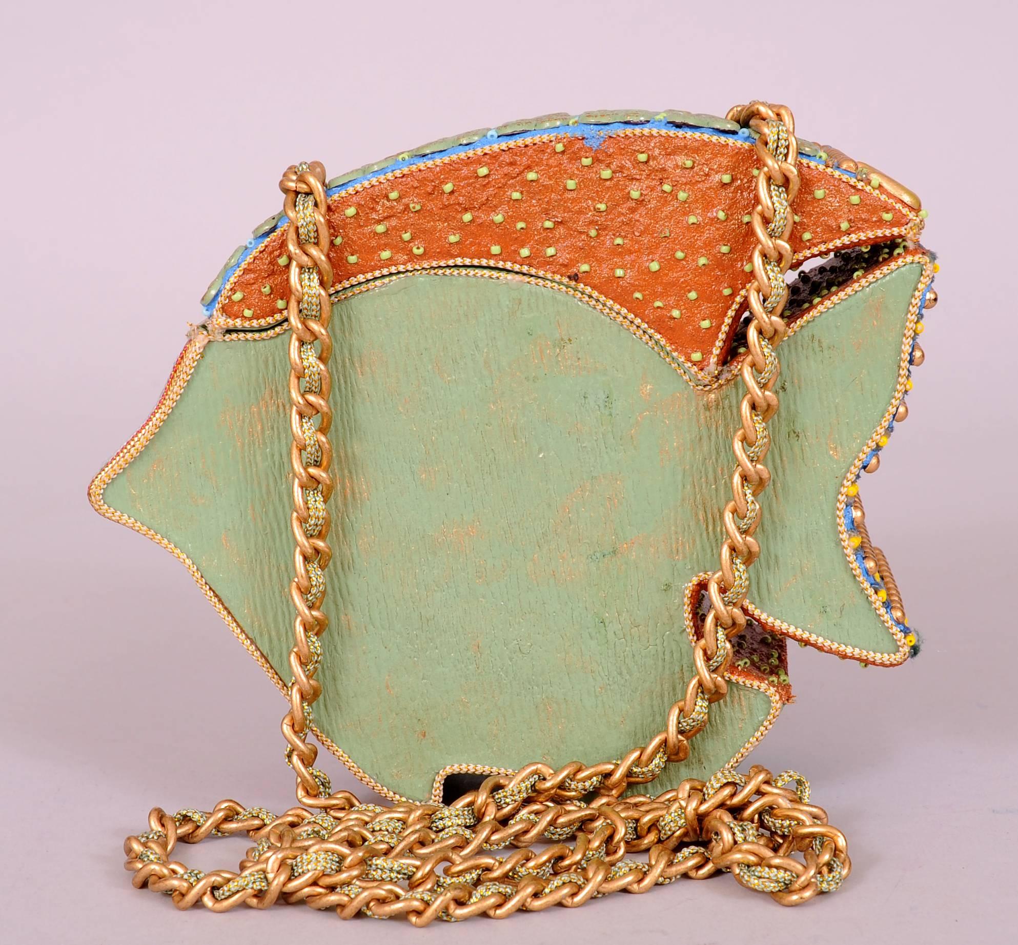 Beautifully Embellished Fish Shaped Shoulder Bag In Excellent Condition In New Hope, PA